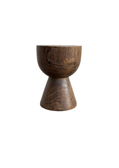 Sculptural Teak Wood Side Table, with Stunning Wood Textures, Modern Organic