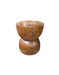 Sculptural Teak Wood Side Table, with Stunning Wood Textures, Modern Organic