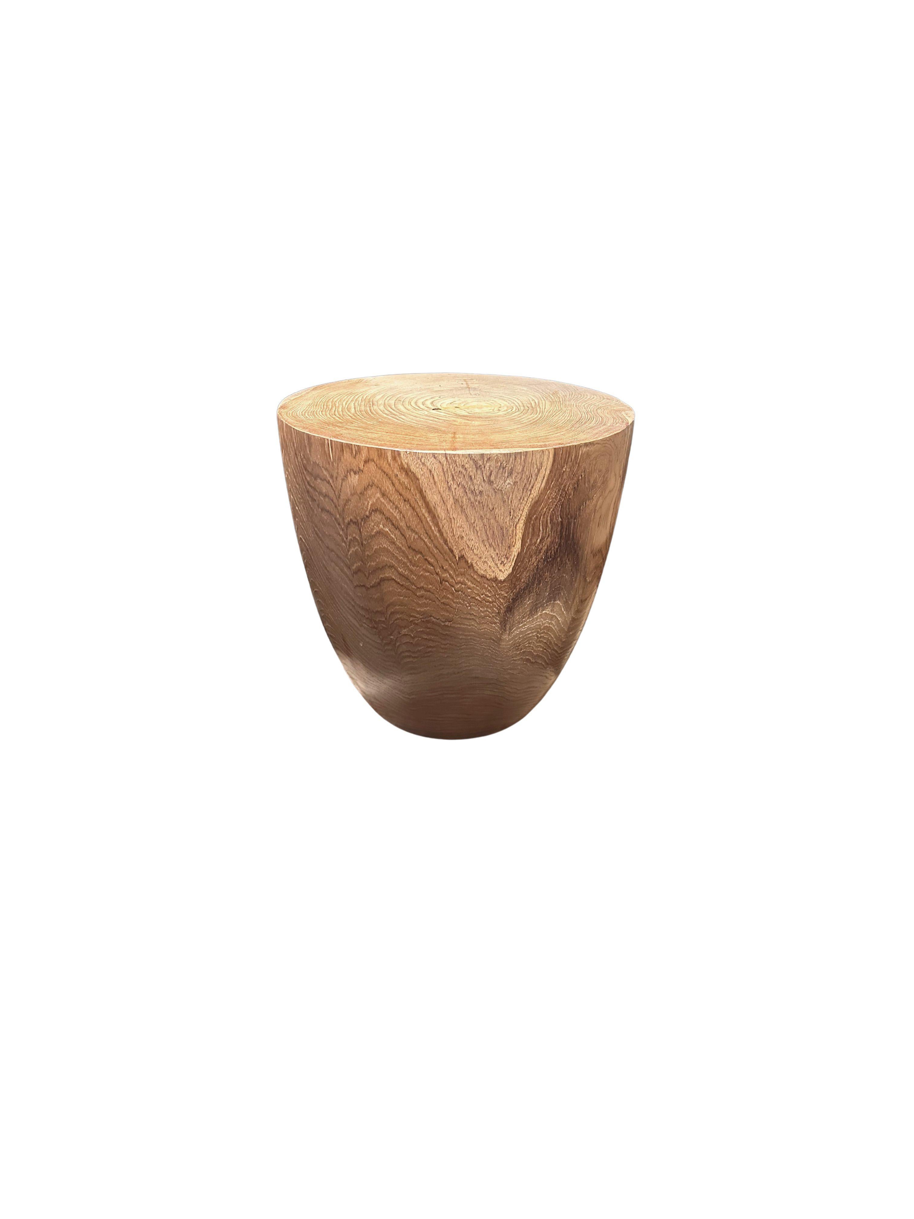 Indonesian Sculptural Teak Wood Side Table, with Stunning Wood Textures, Modern Organic For Sale