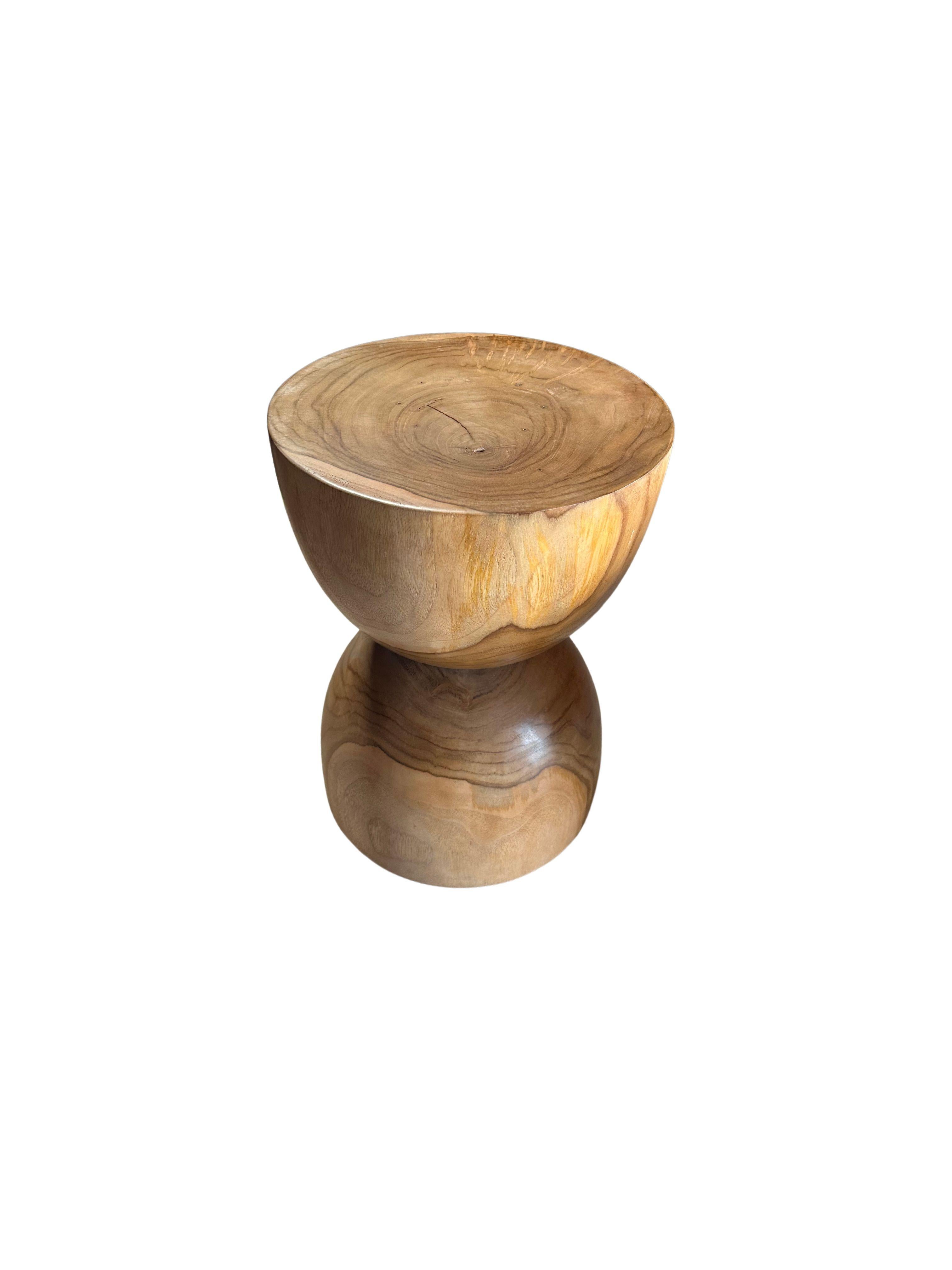 Indonesian Sculptural Teak Wood Side Table, with Stunning Wood Textures, Modern Organic For Sale