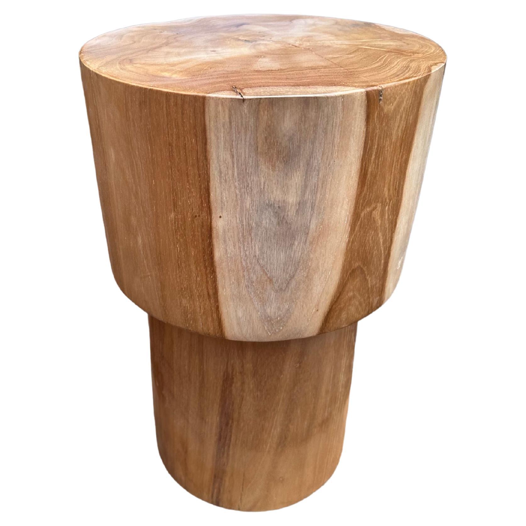 Sculptural Teak Wood Side Table, with Stunning Wood Textures, Modern Organic For Sale