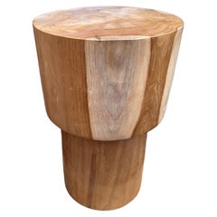 Sculptural Teak Wood Side Table, with Stunning Wood Textures, Modern Organic