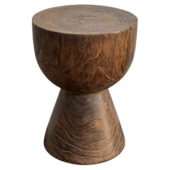 Sculptural Teak Wood Side Table, with Stunning Wood Textures, Modern Organic