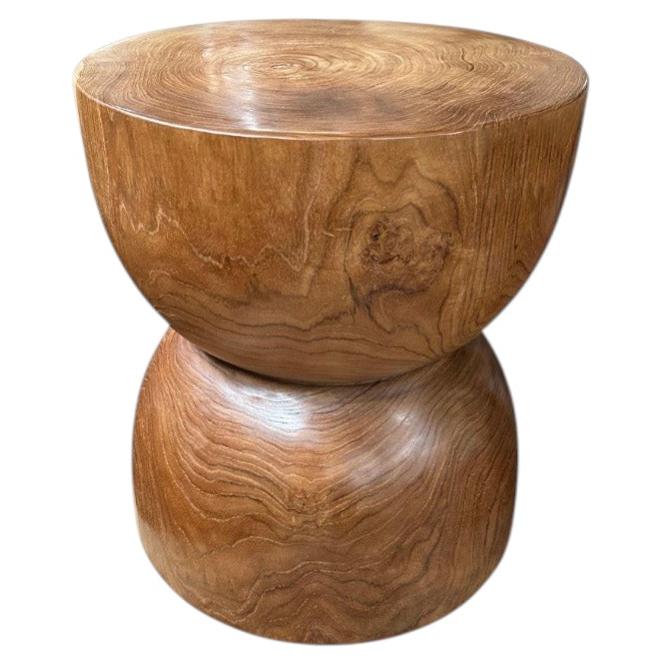 Sculptural Teak Wood Side Table, with Stunning Wood Textures, Modern Organic For Sale