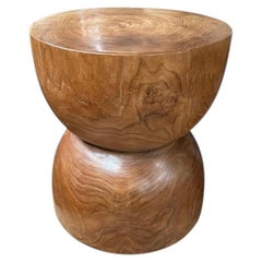 Sculptural Teak Wood Side Table, with Stunning Wood Textures, Modern Organic