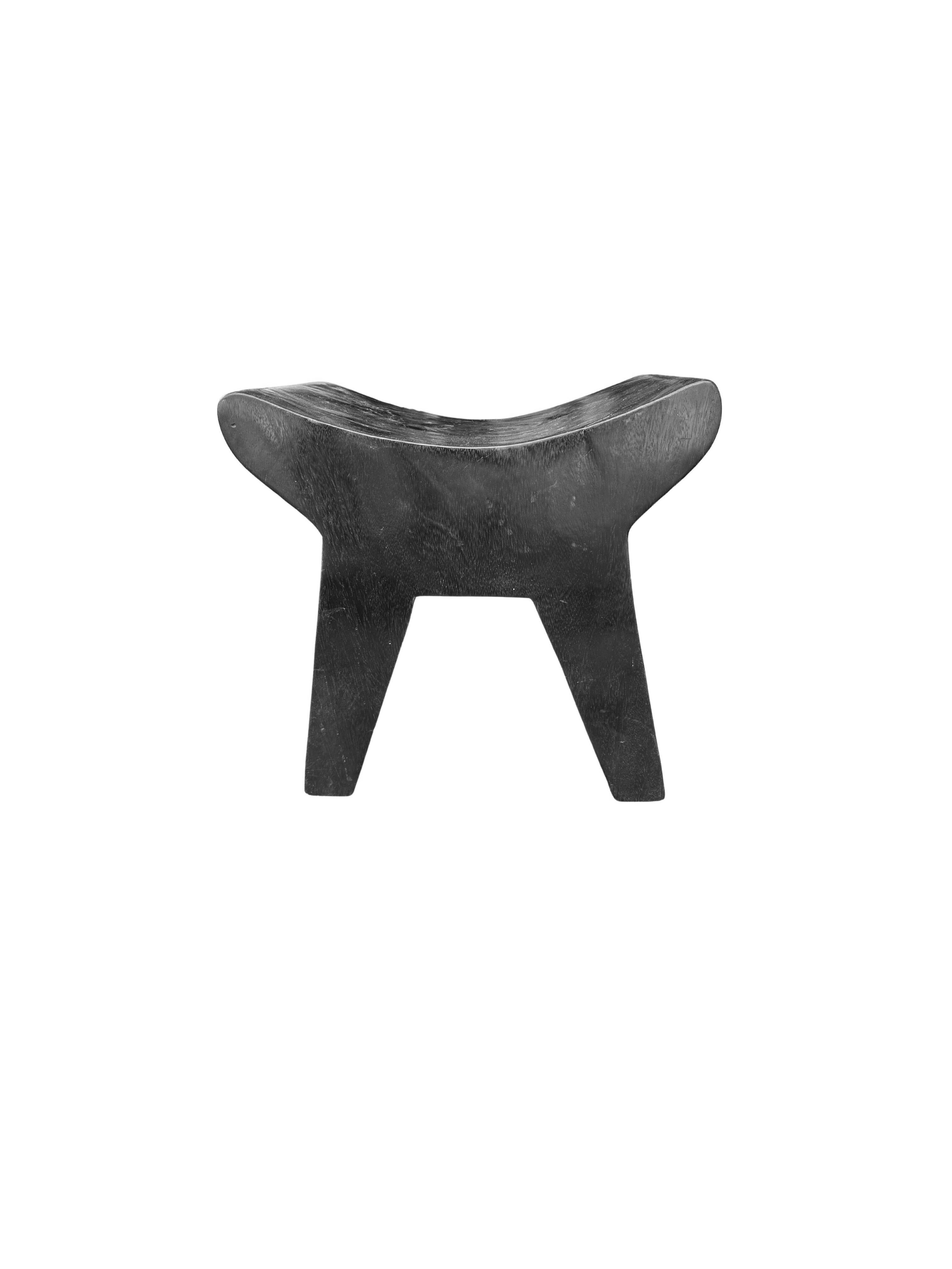 Hand-Crafted Sculptural Teak Wood Stool For Sale