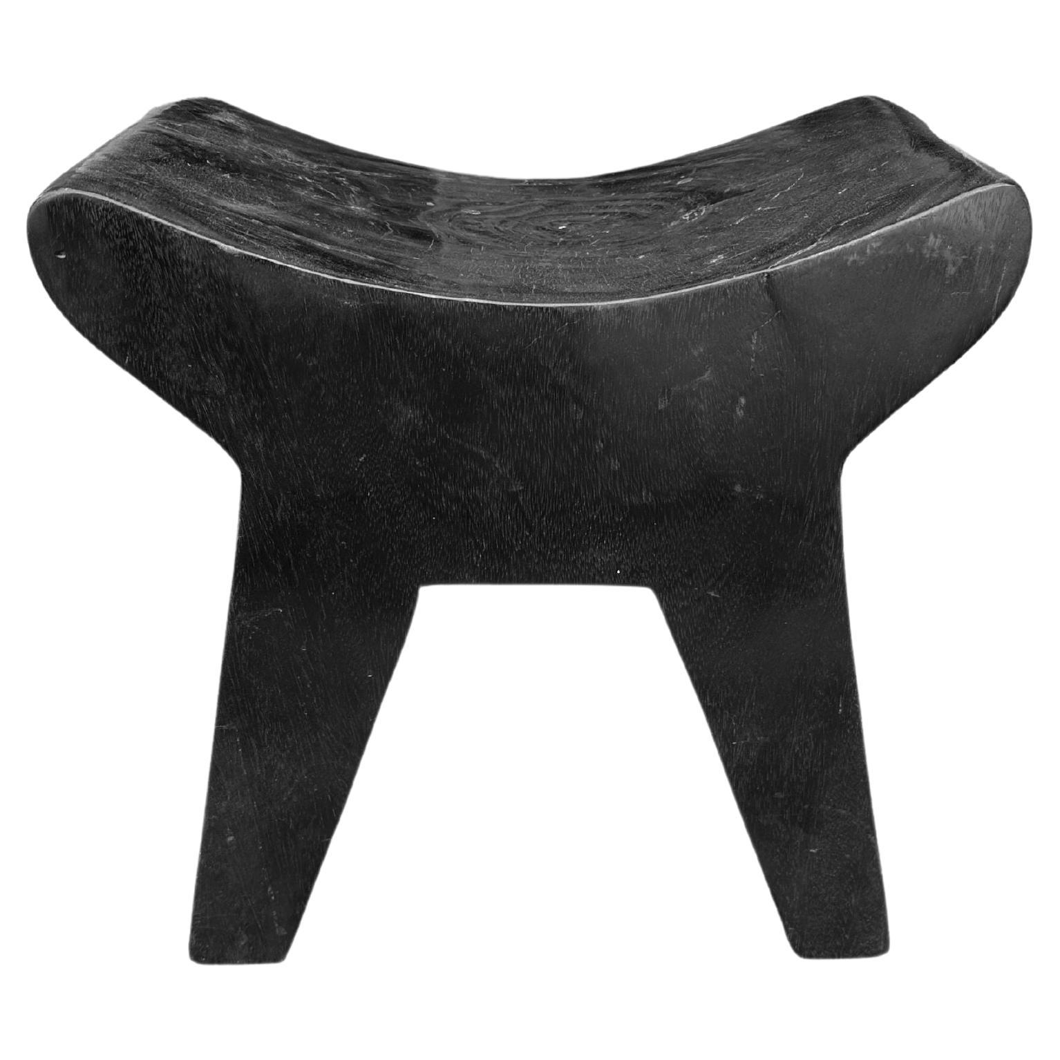 Sculptural Teak Wood Stool