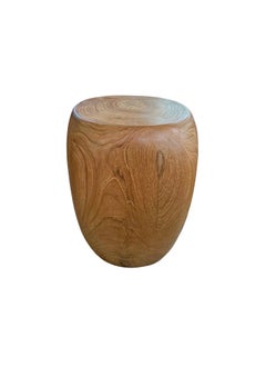 Sculptural Teak Wood Stool, Modern Organic