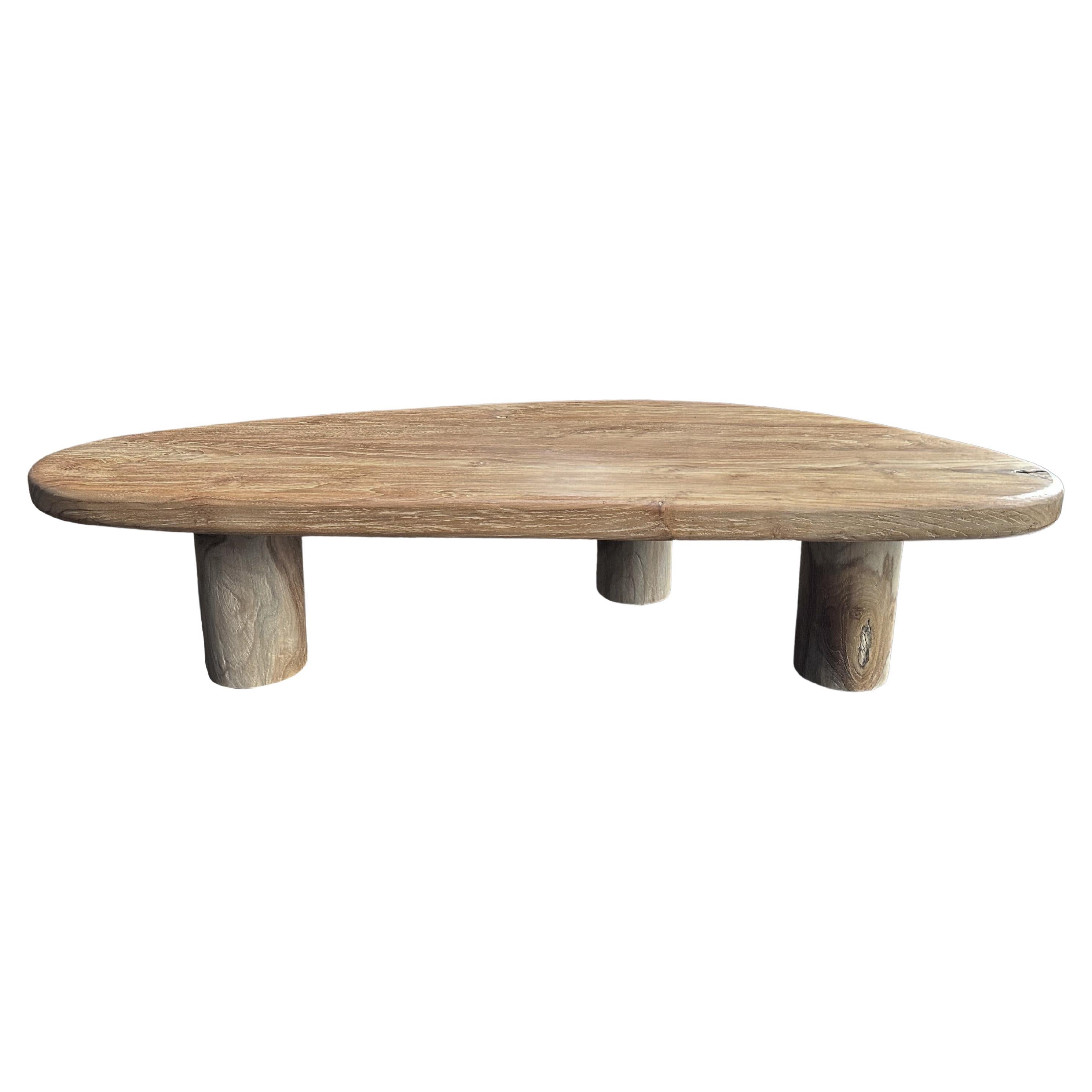 Mesa Escultórica de Madera de Teca, Moderna y Orgánica, Impresionantes Texturas de Madera