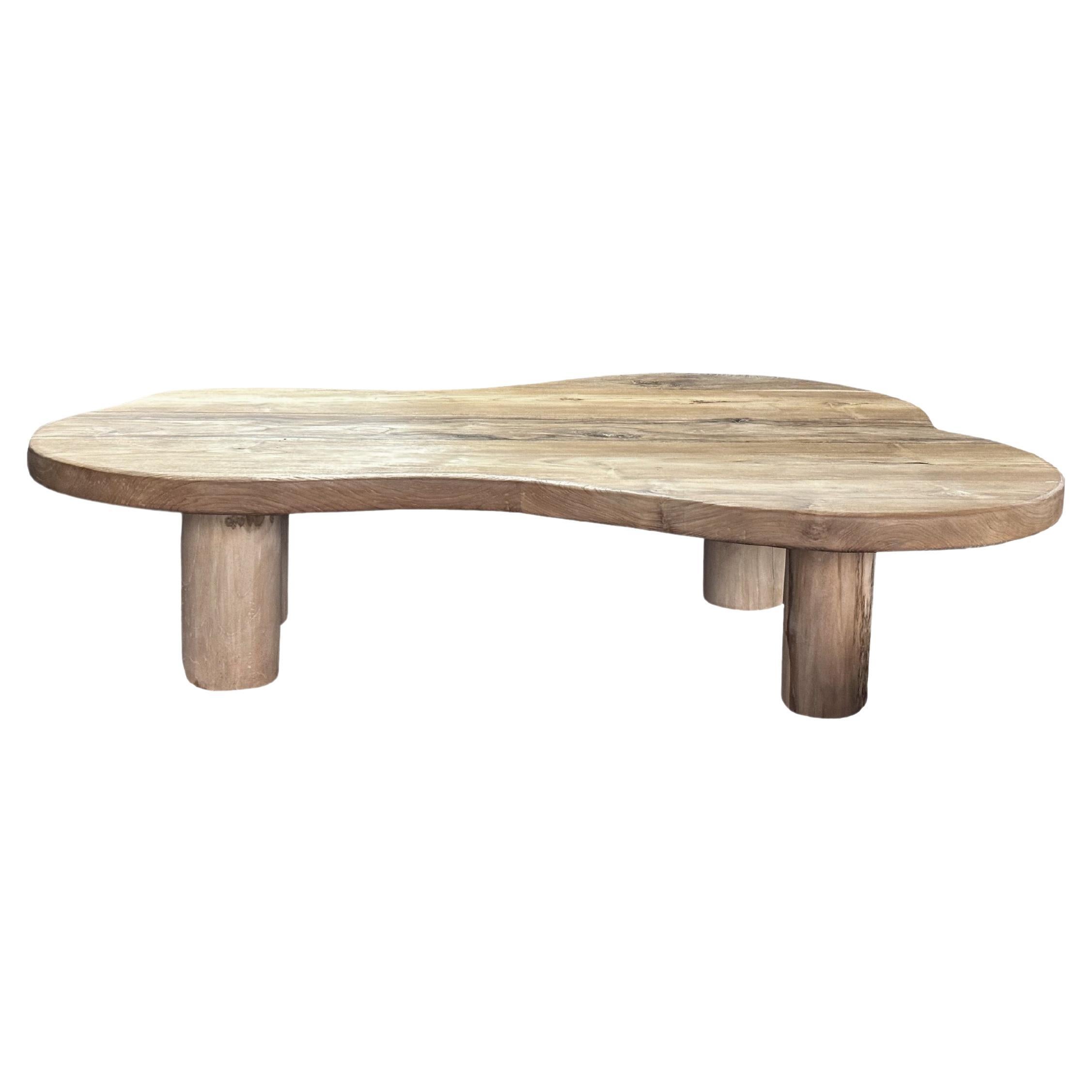 Mesa Escultórica de Madera de Teca, Moderna y Orgánica, Impresionantes Texturas de Madera