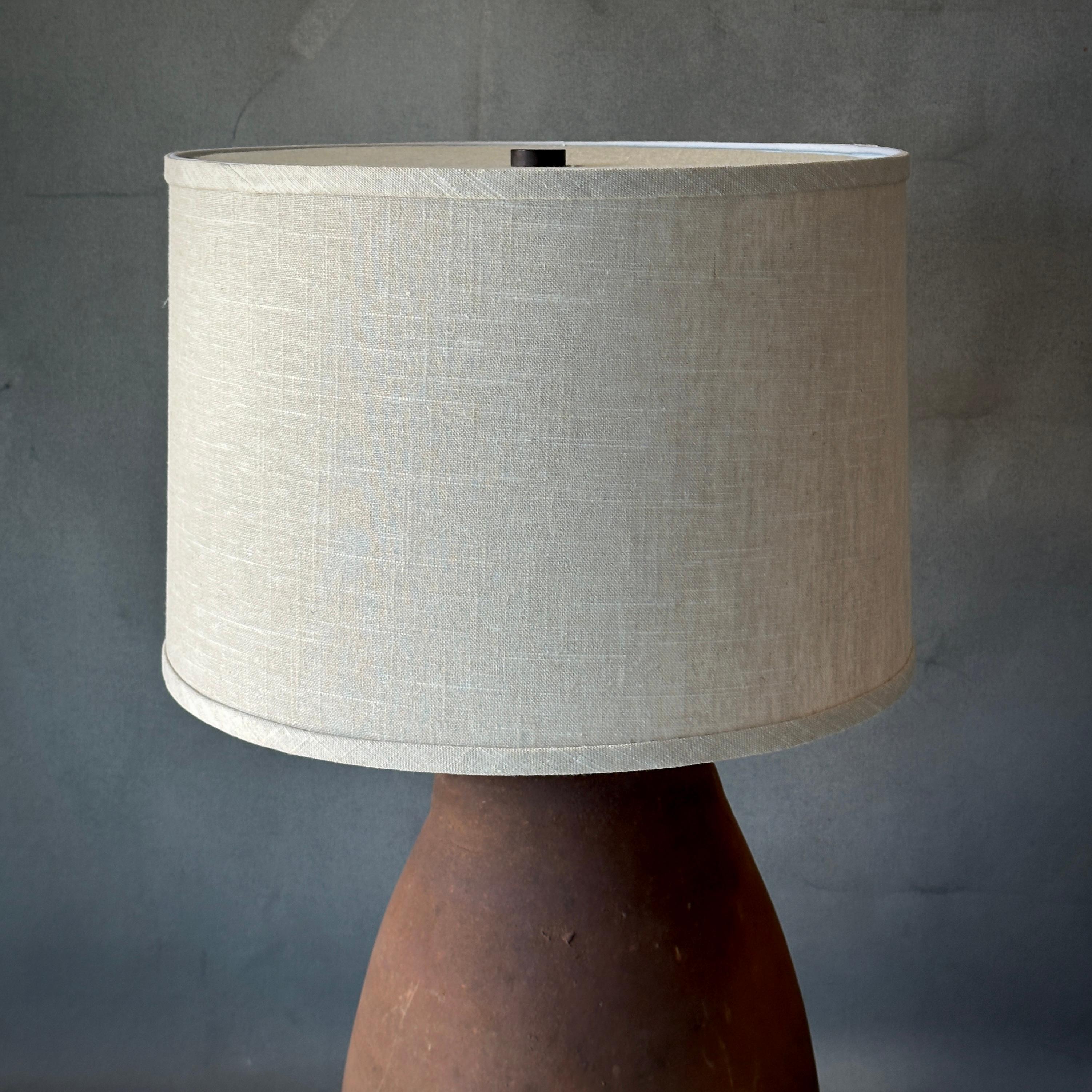 Hand-Crafted Sculptural Terracotta Vessel as Lamp For Sale