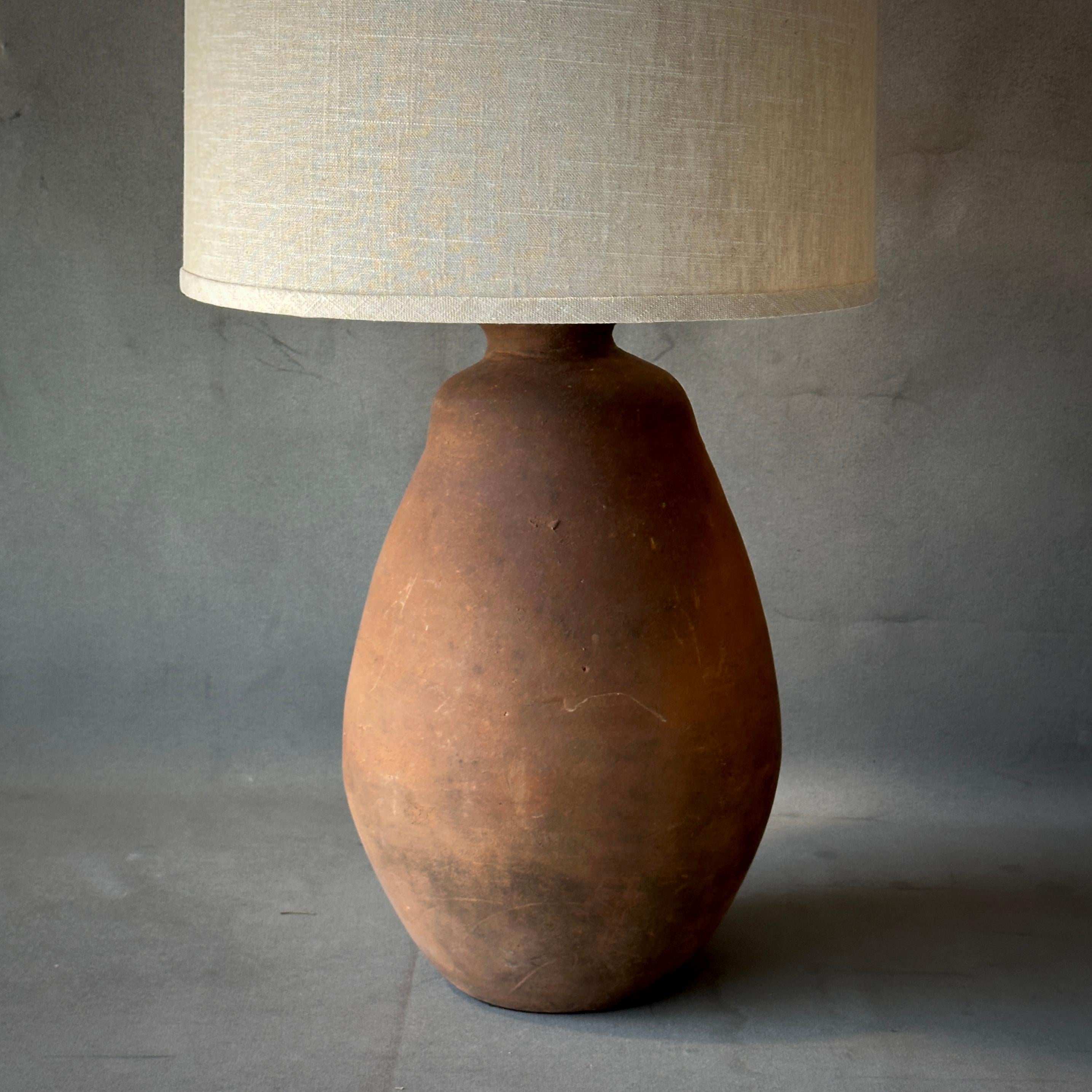 Late 20th Century Sculptural Terracotta Vessel as Lamp For Sale