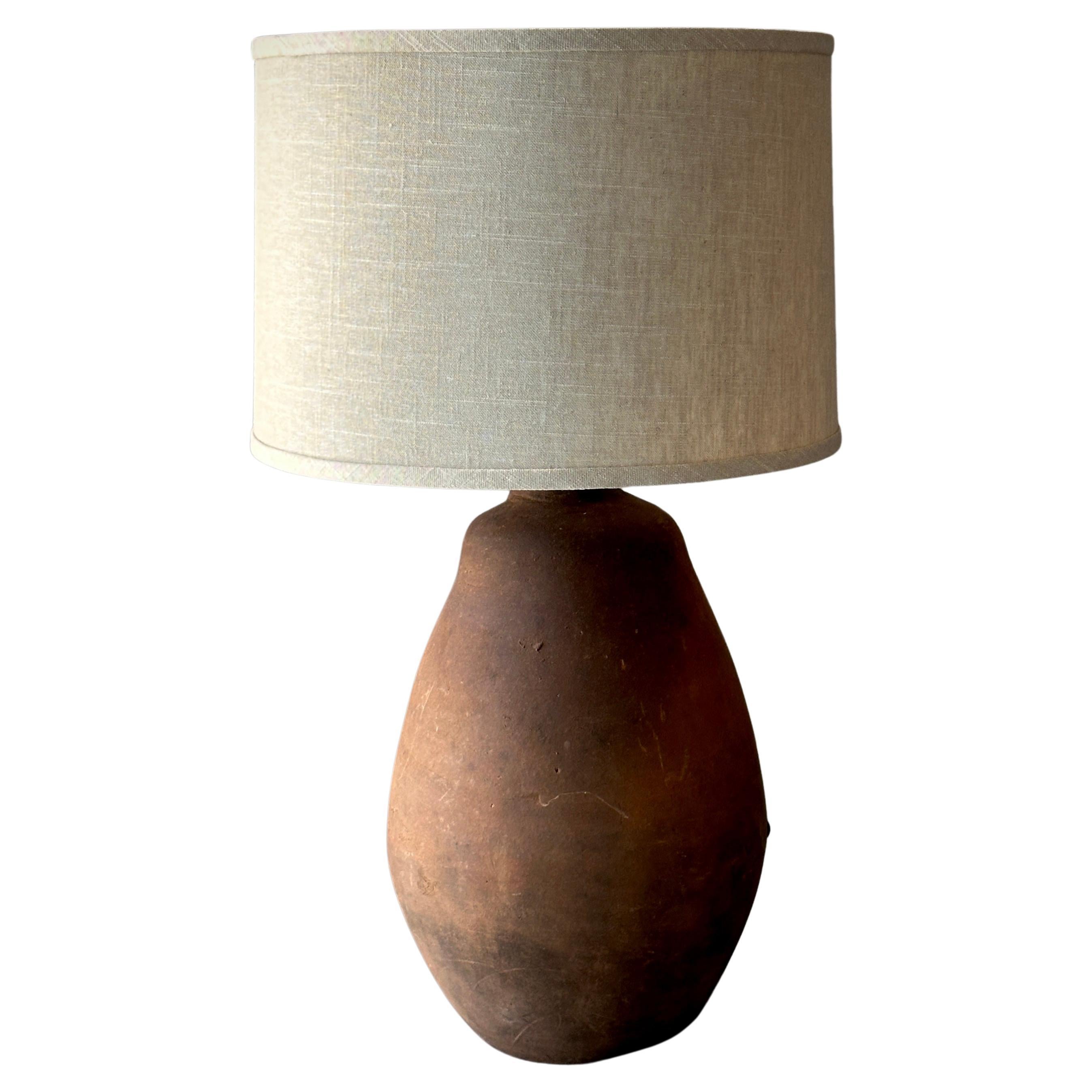 Sculptural Terracotta Vessel as Lamp For Sale