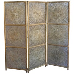 Sculptural Three-Panel Midcentury Bamboo Screen Room Divider