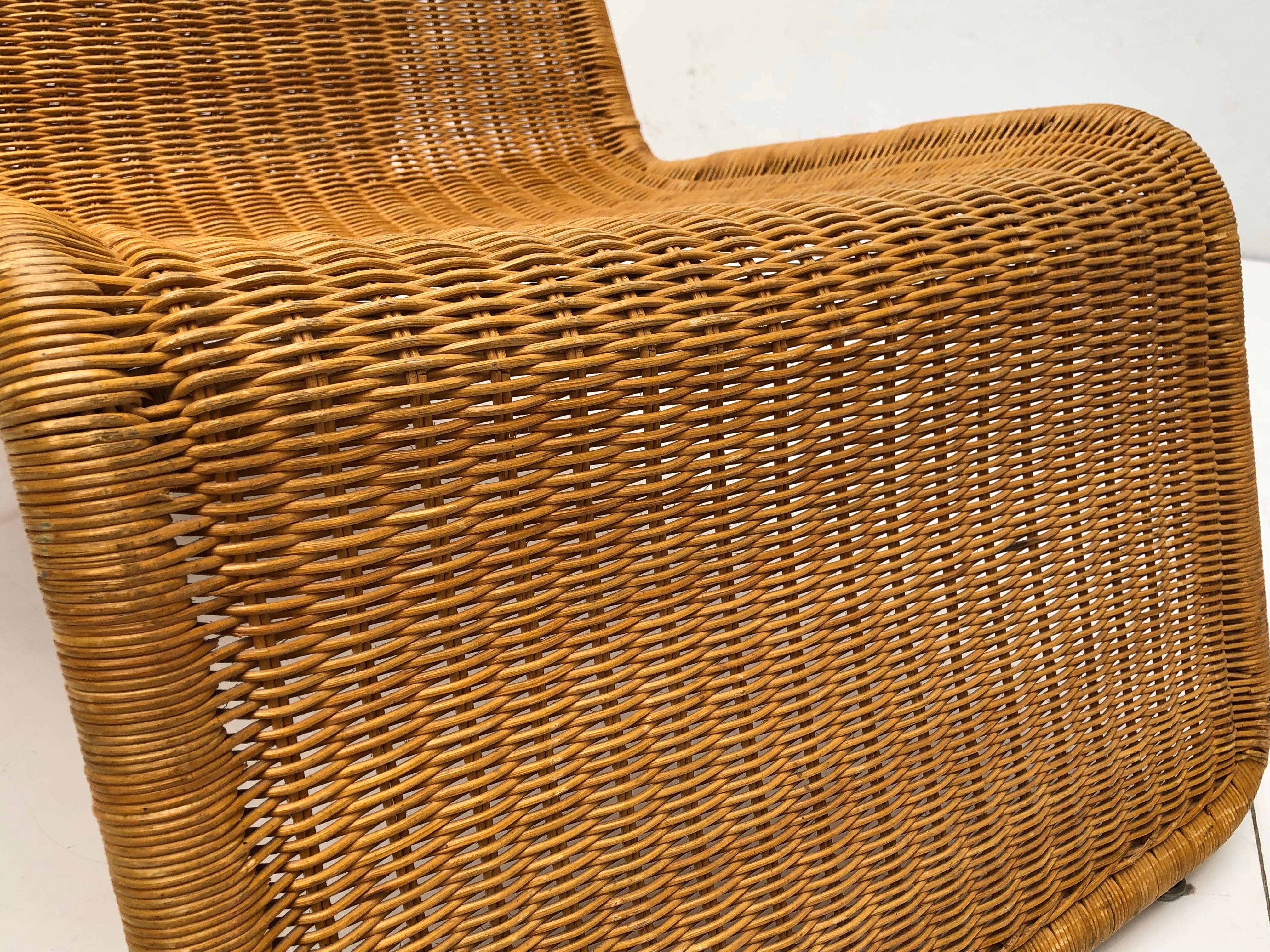 Sculptural Tito Agnoli P3 Woven Wicker Easy Chair Bonacina, Italy, 1960s 3