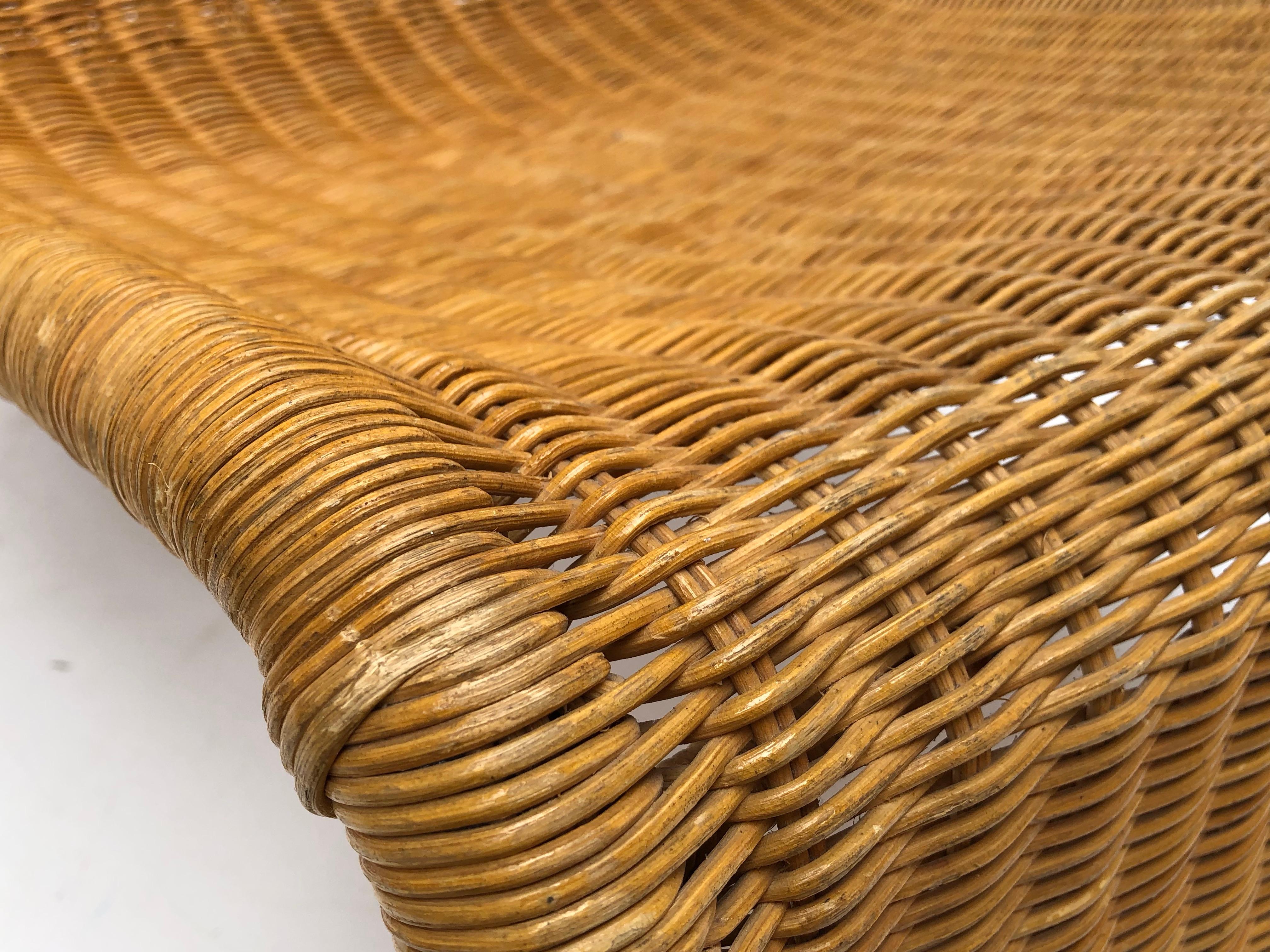 Sculptural Tito Agnoli P3 Woven Wicker Easy Chair Bonacina, Italy, 1960s 4