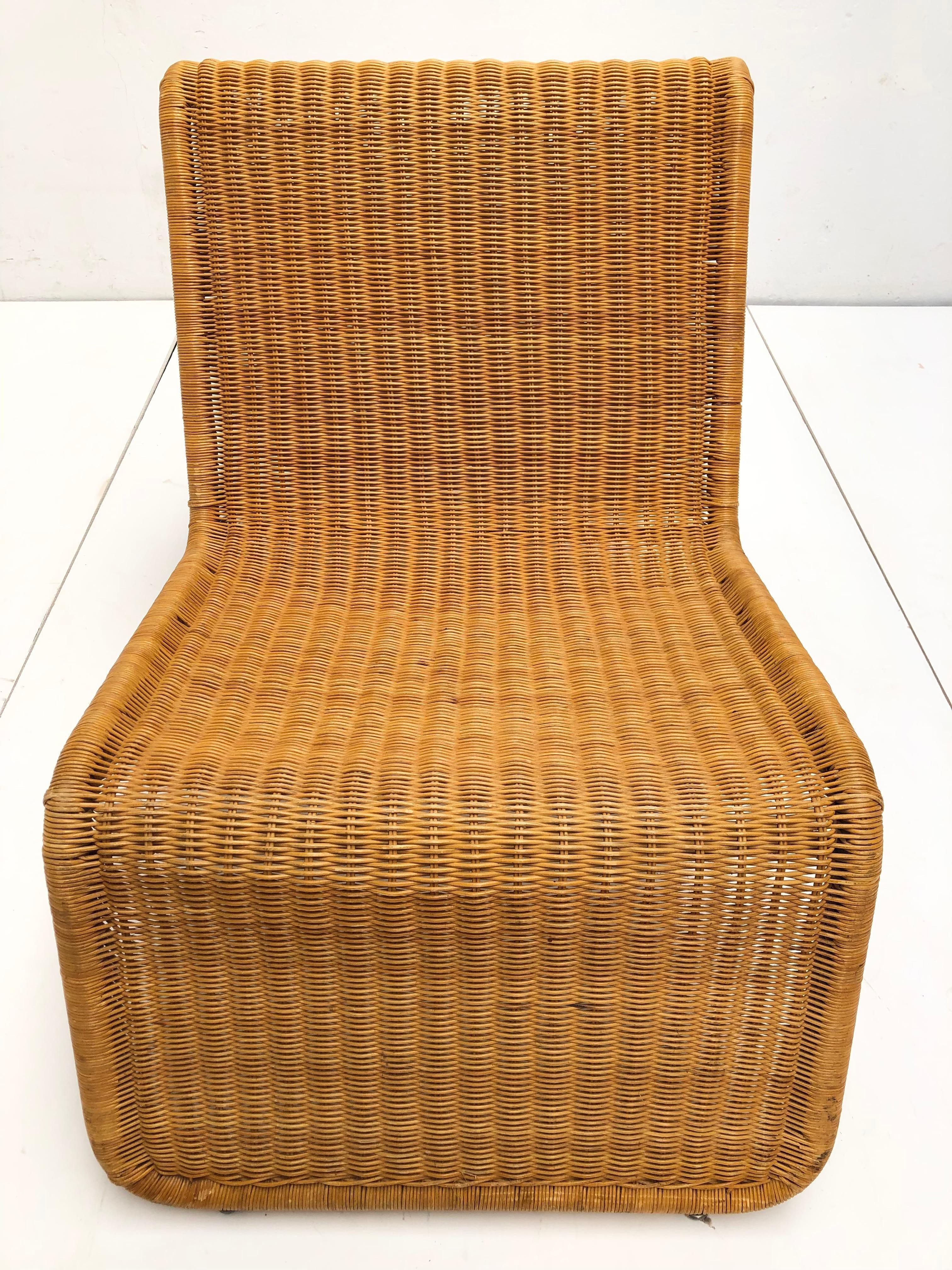 Sculptural Tito Agnoli P3 Woven Wicker Easy Chair Bonacina, Italy, 1960s 7