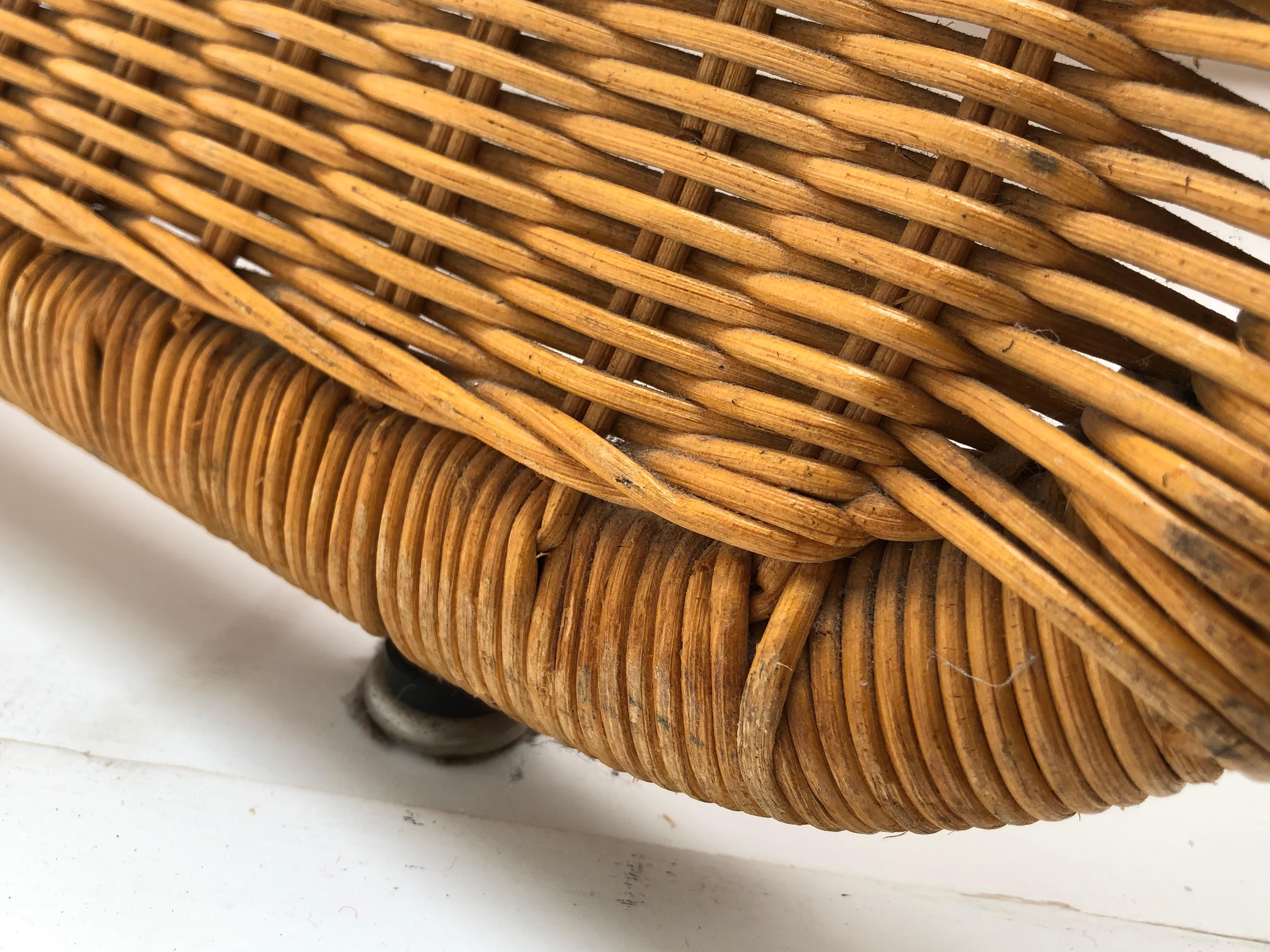 Sculptural Tito Agnoli P3 Woven Wicker Easy Chair Bonacina, Italy, 1960s 1