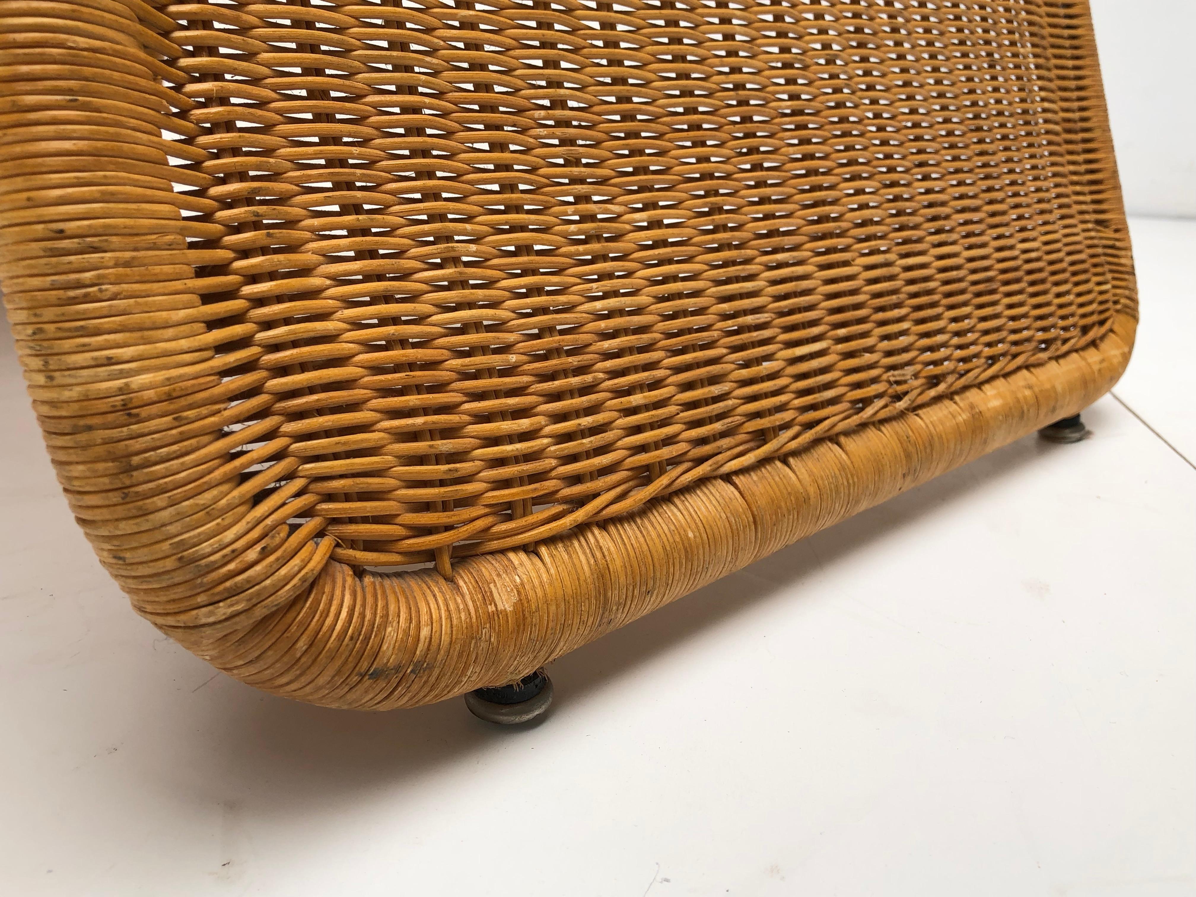 Sculptural Tito Agnoli P3 Woven Wicker Easy Chair Bonacina, Italy, 1960s 2