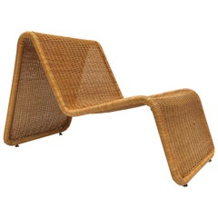 Sculptural Tito Agnoli P3 Woven Wicker Easy Chair Bonacina, Italy, 1960s