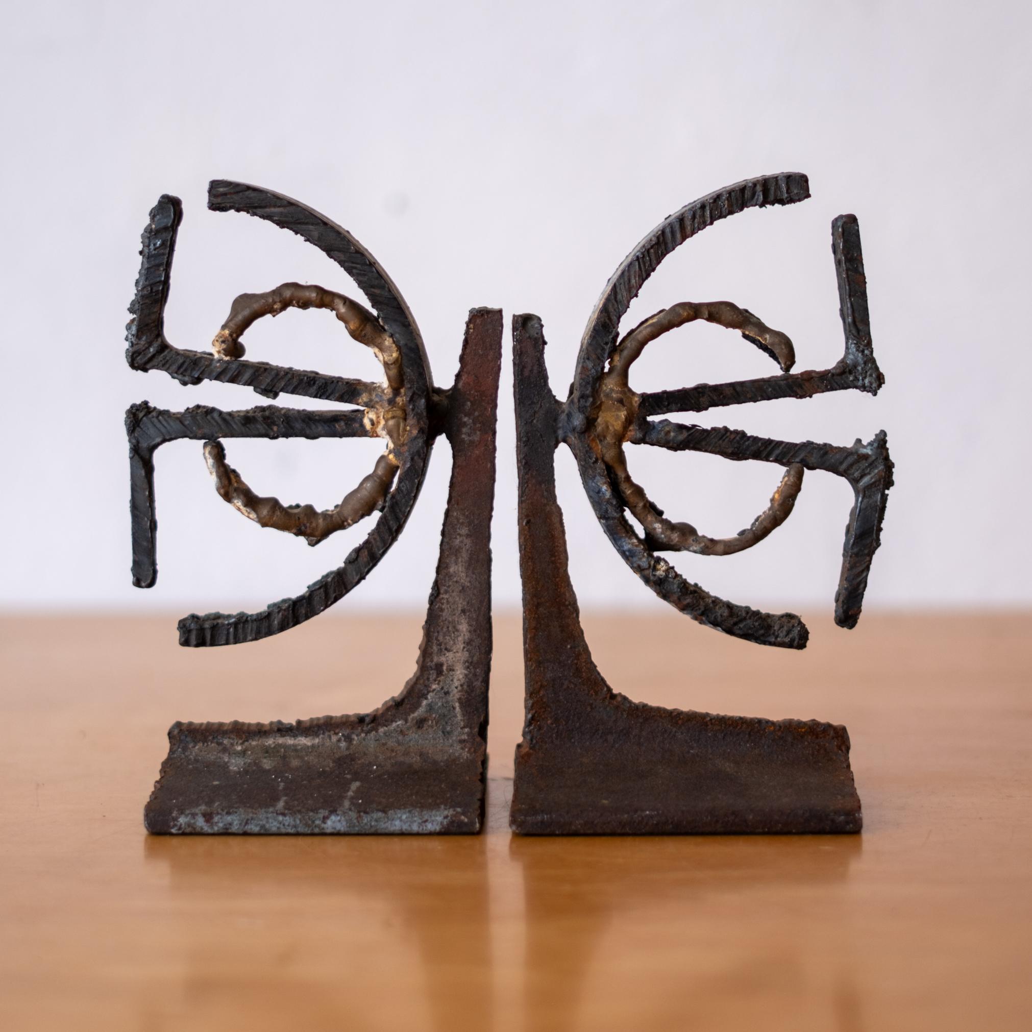 Sculptural Torch Cut Steel Brutalist Bookends 1970s For Sale 2