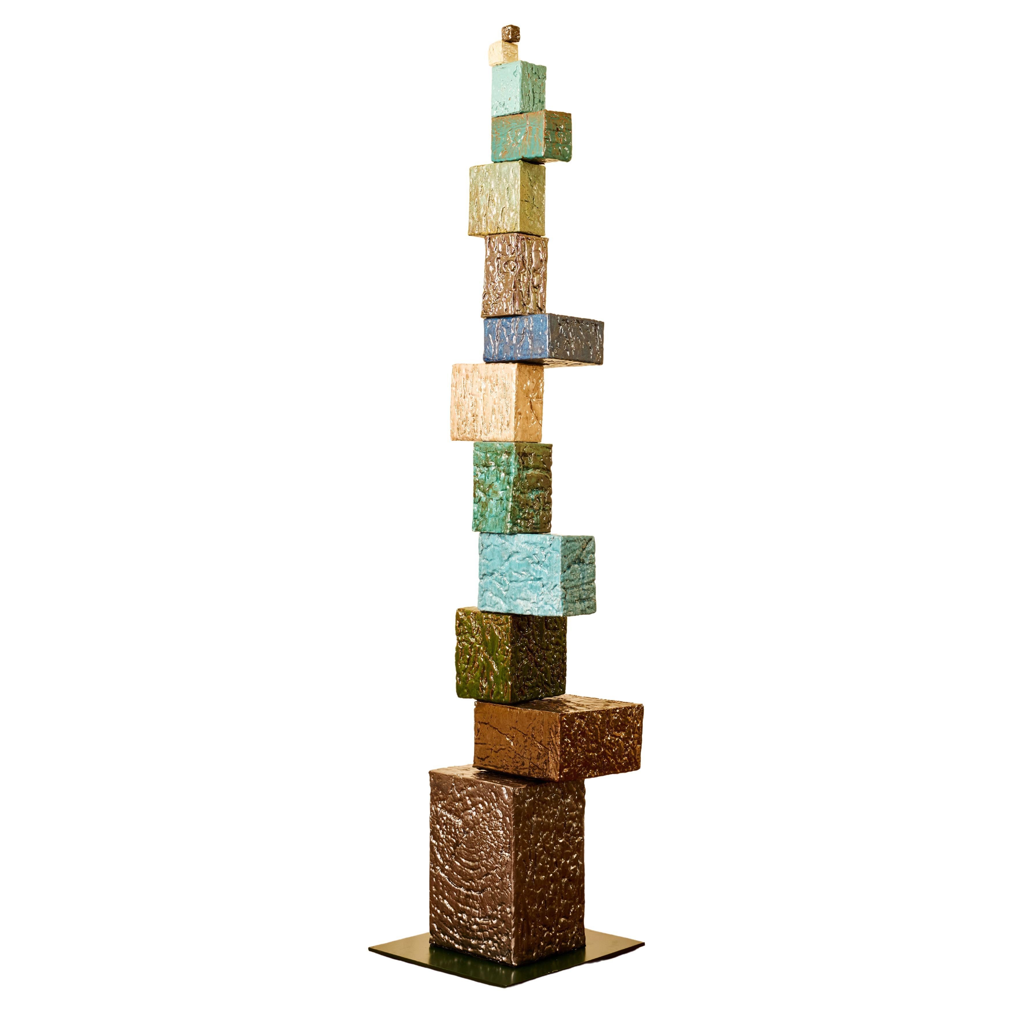 Scultura "TOTEM" in ceramica di F. VIAL