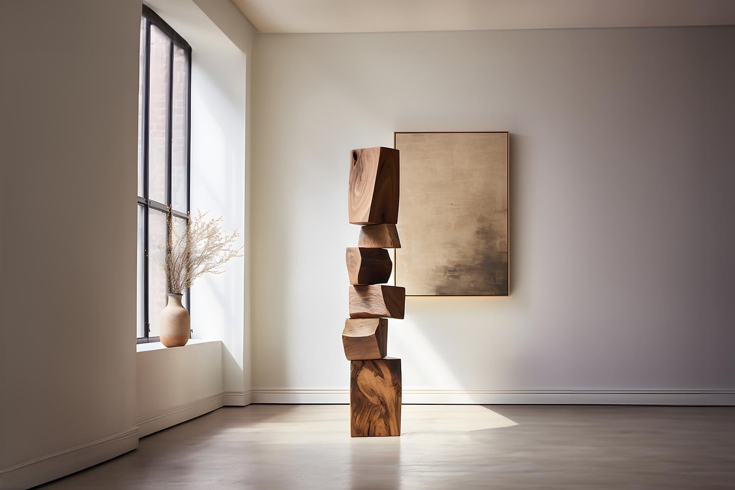 Hand-Crafted Handcrafted Wooden Elegance Still Stand No31: Standing Totem by NONO For Sale