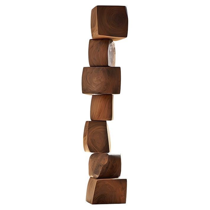Handcrafted Wooden Elegance Still Stand No31: Standing Totem by NONO For Sale