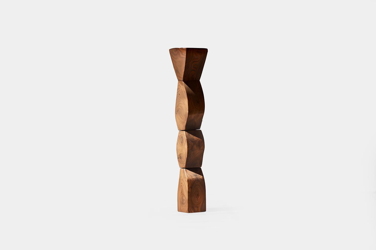 Mid-Century Modern Biomorphic Serenity: Carved Oak Totem Still Stand No42 by NONO For Sale