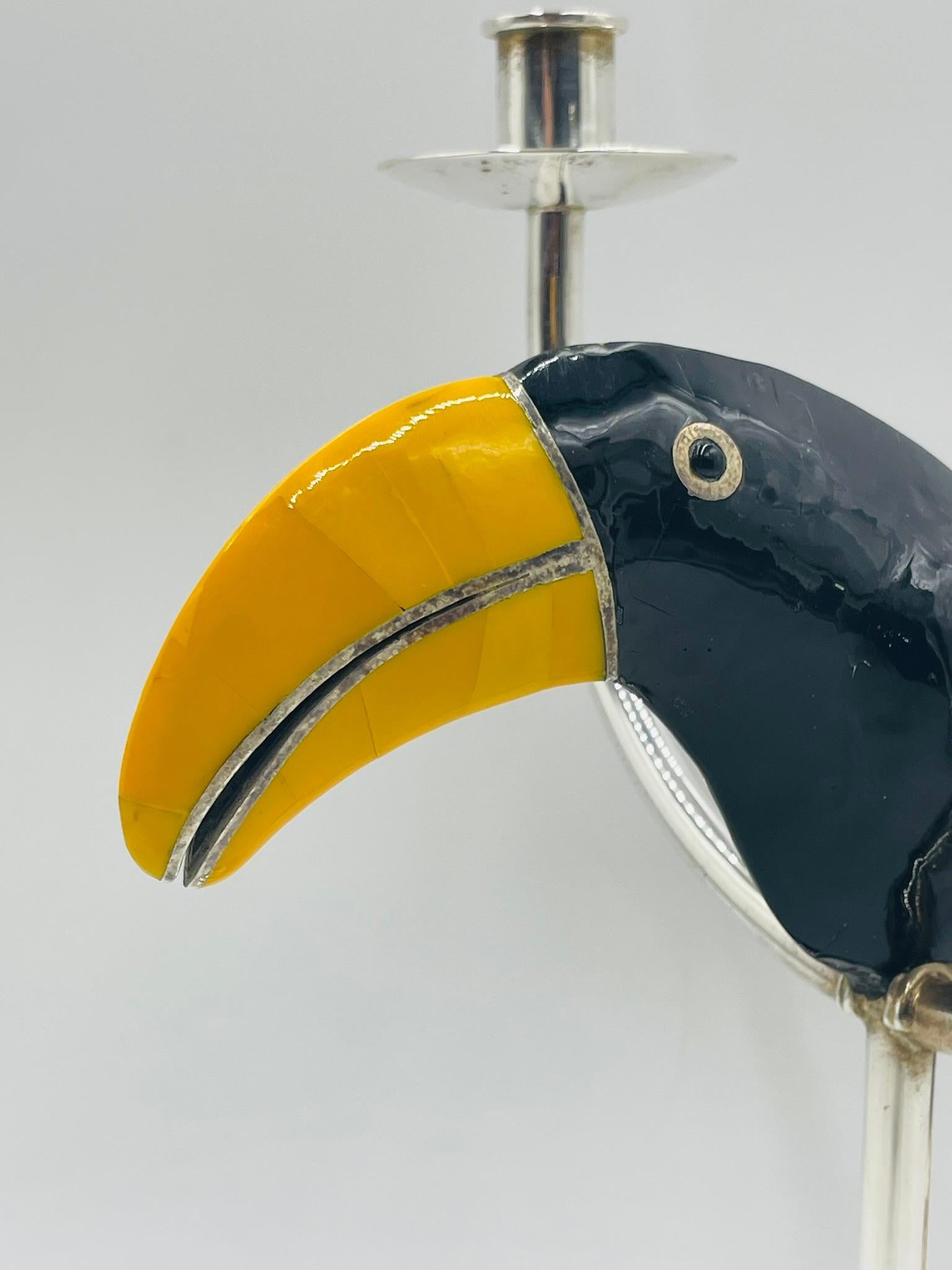 Sculptural Toucan Silver Plate Candle Holder, Style of Emilia Castillo For Sale 13
