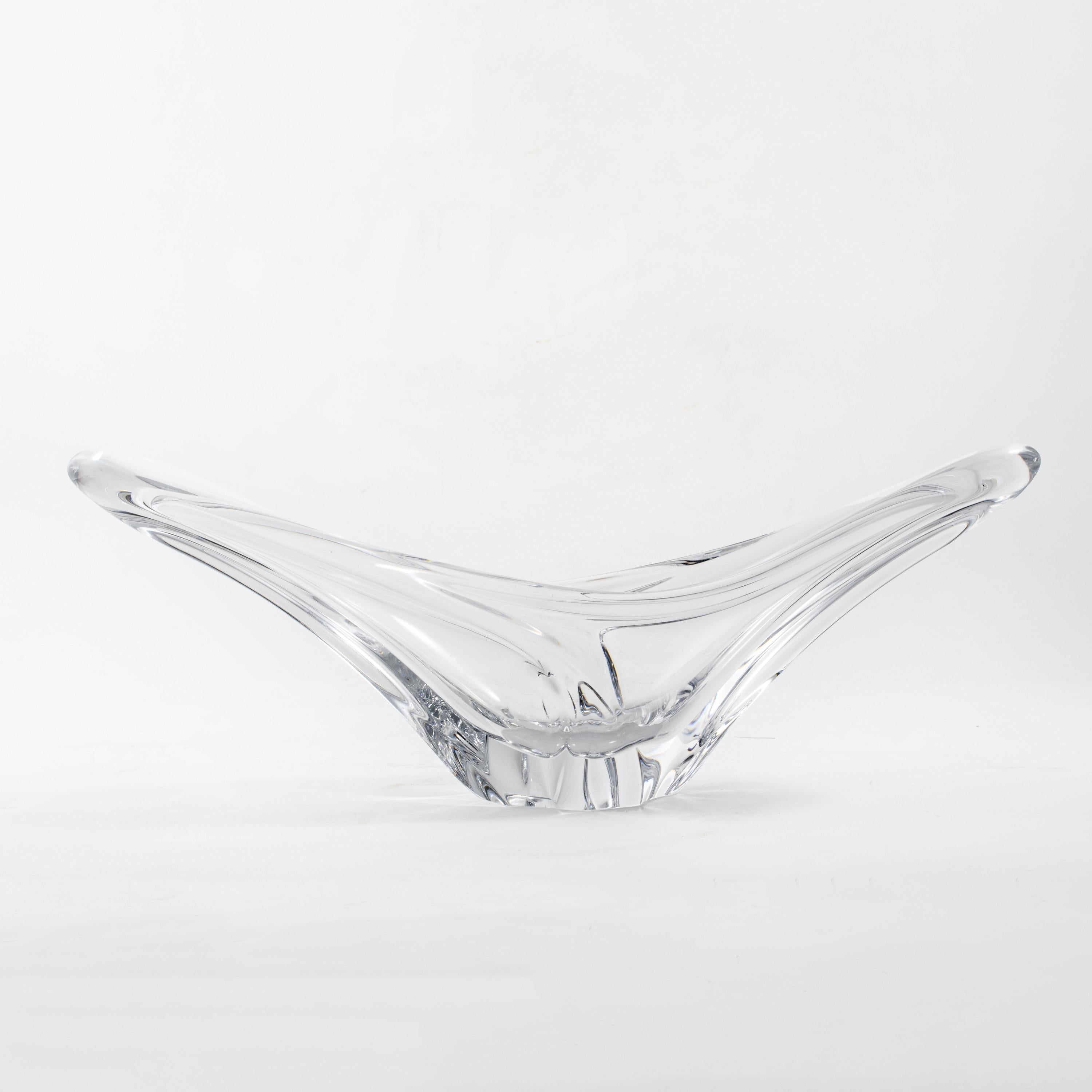 Modern Sculptural Translucent Glass Bowl by Daum, France For Sale