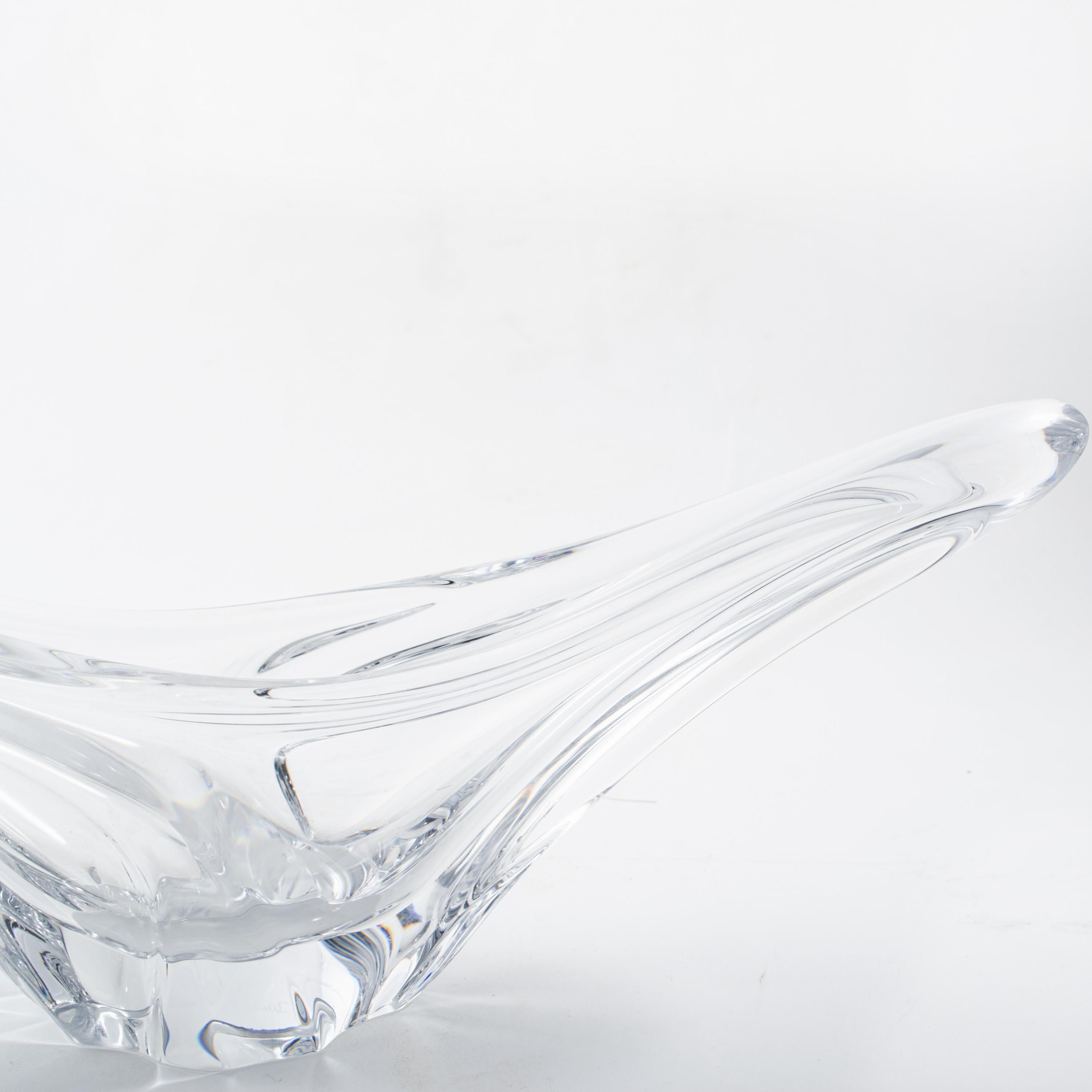 French Sculptural Translucent Glass Bowl by Daum, France For Sale