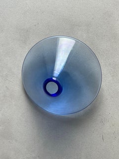 Sculptural Transparent Blue Glass "Spinning Top" Vase