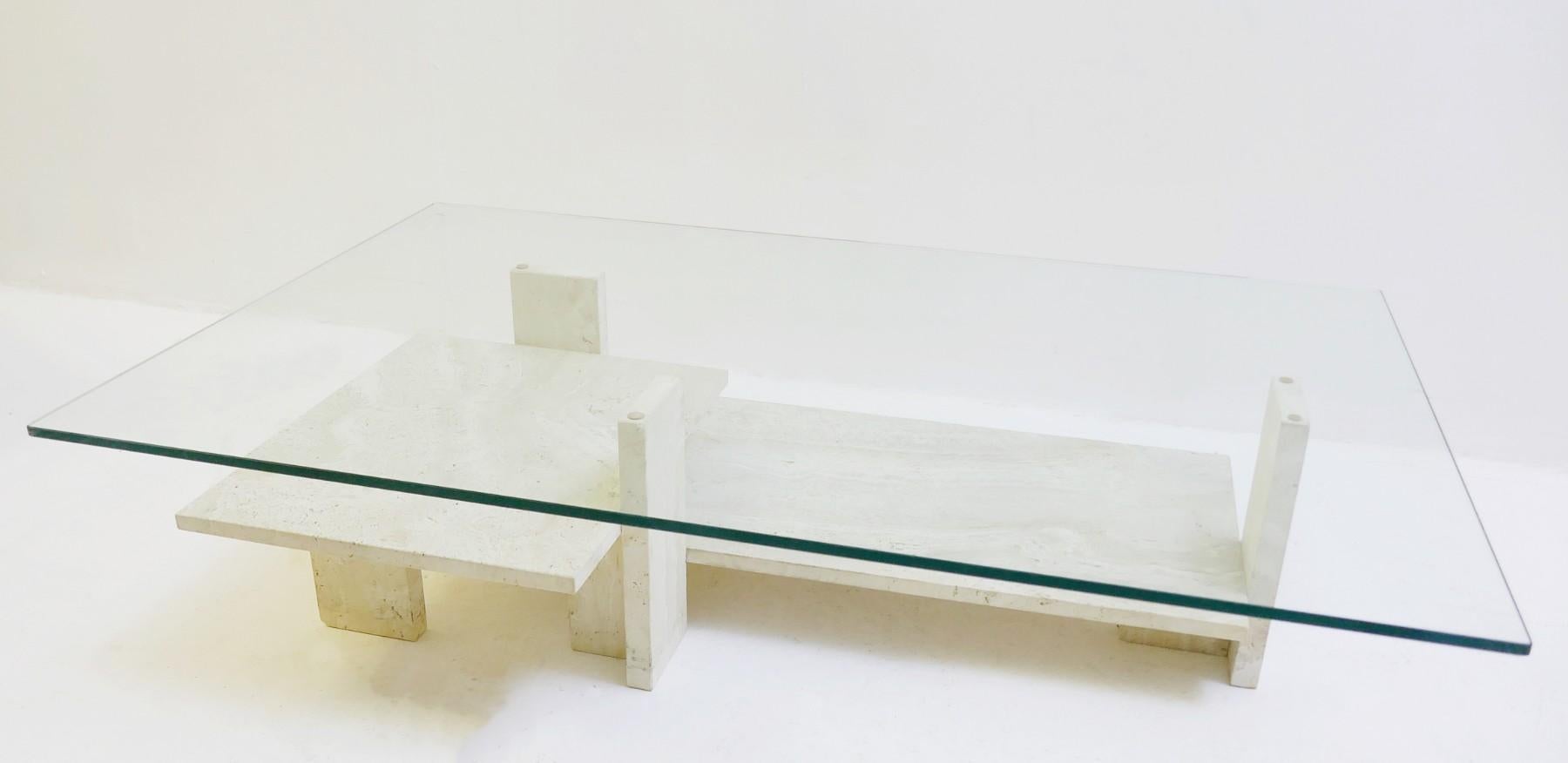 Sculptural travertine coffee table by Willy Ballez, 1980s, Belgium.