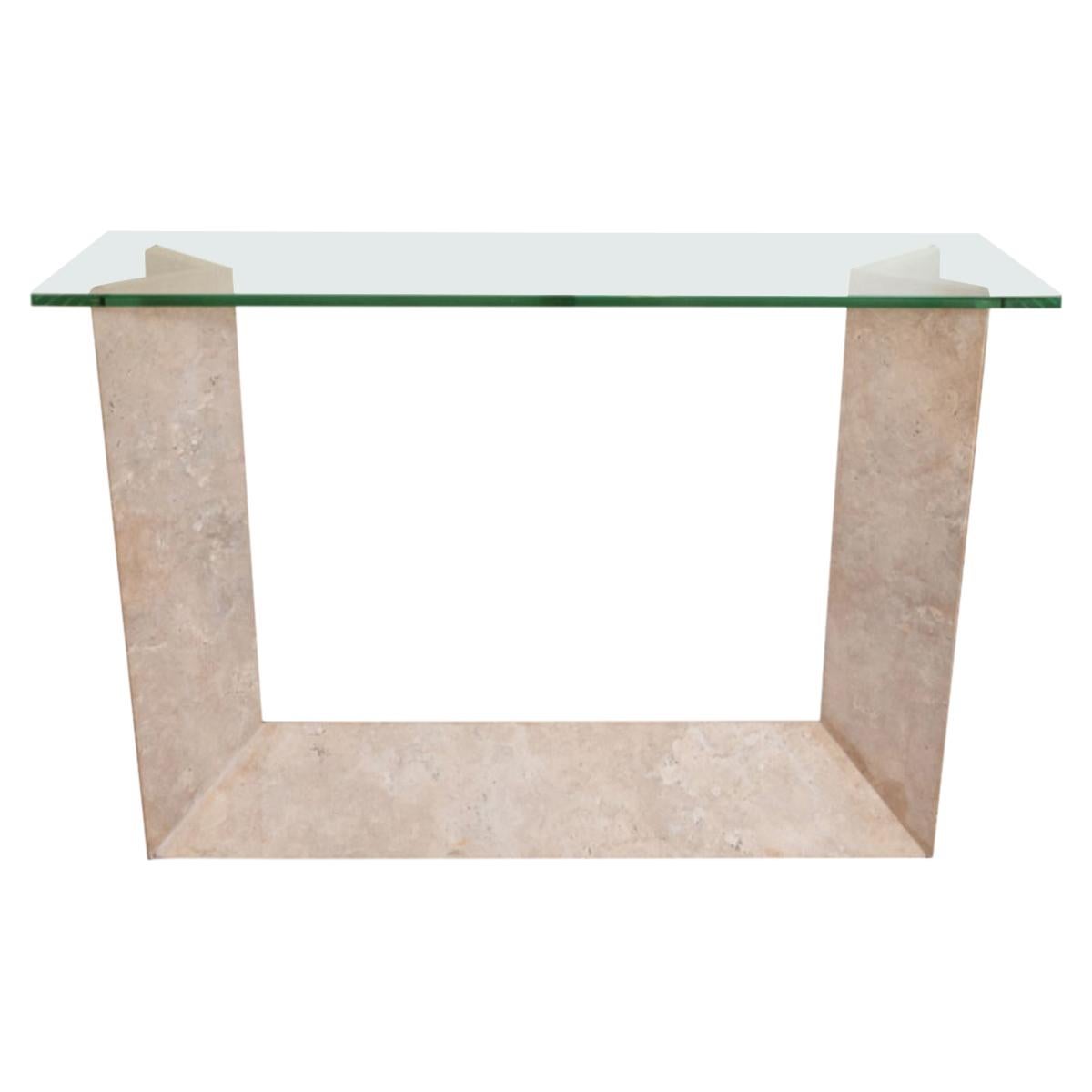 Sculptural Travertine Console For Sale