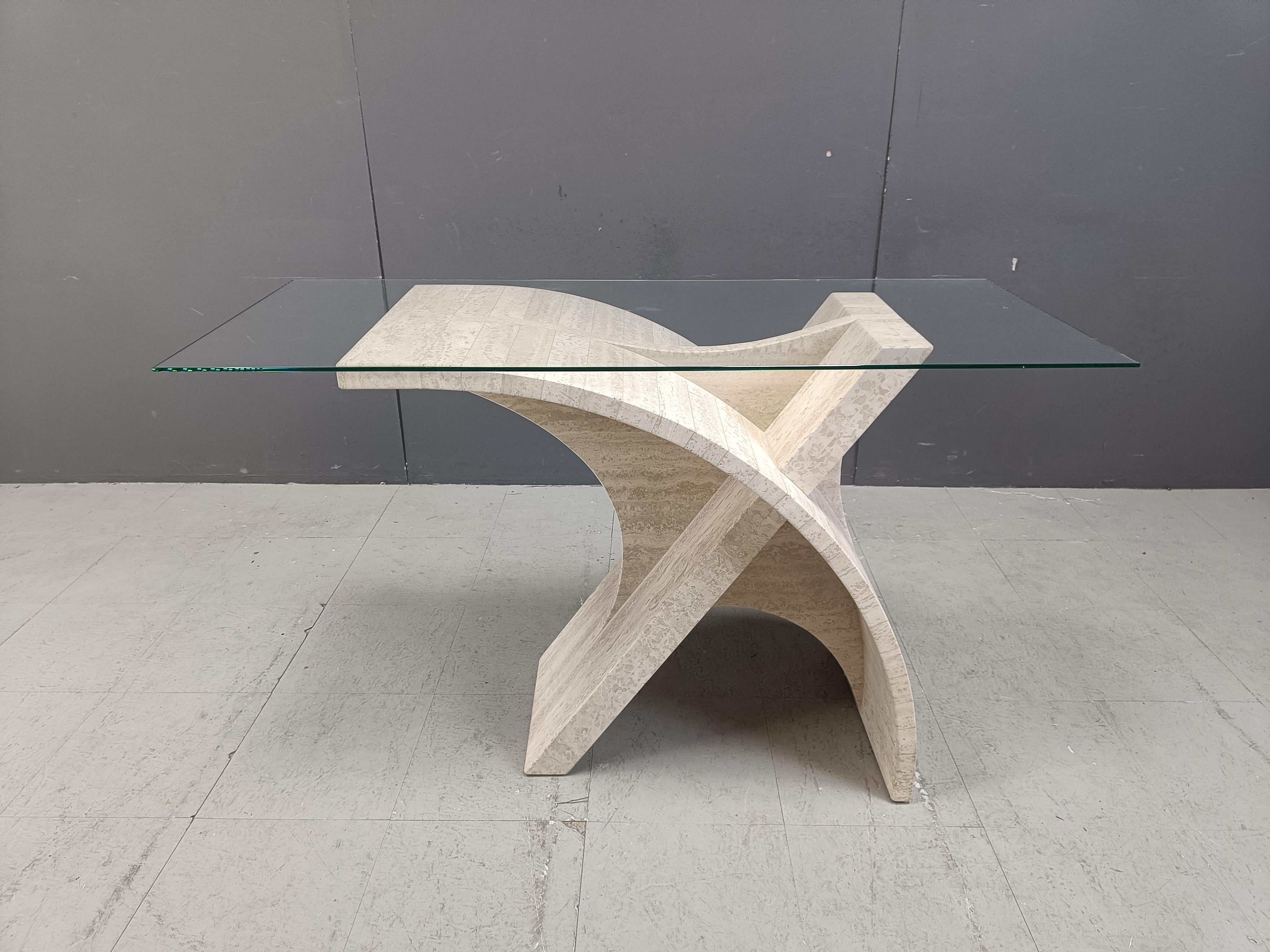 Mid-Century Modern Table console sculpturale en travertin, 1970 en vente