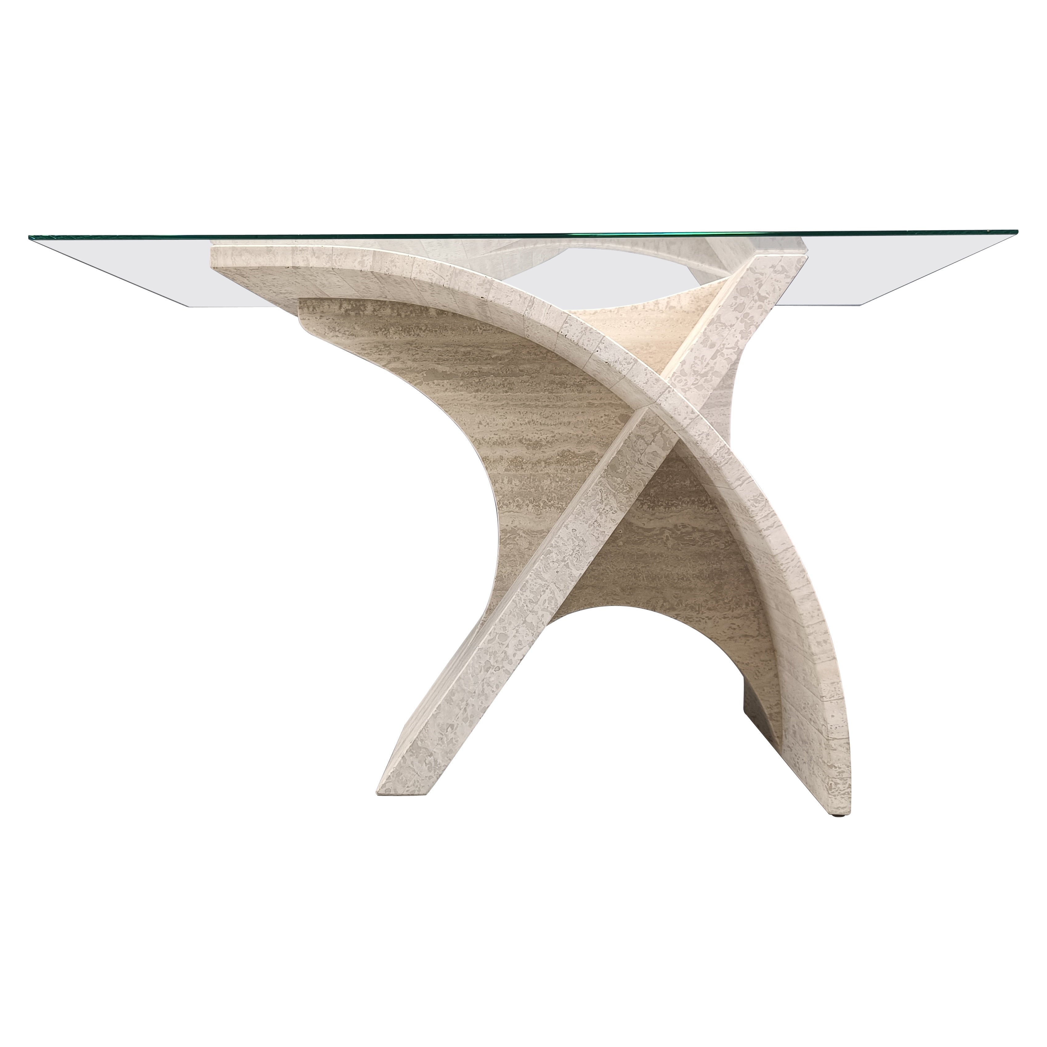 Sculptural travertine console table, 1970s