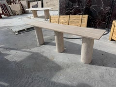 Table console sculpturale en travertin - Commode en pierre naturelle et marbre