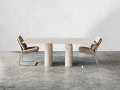 Sculptural Travertine Dining Table in the Manner of Mario Bellini