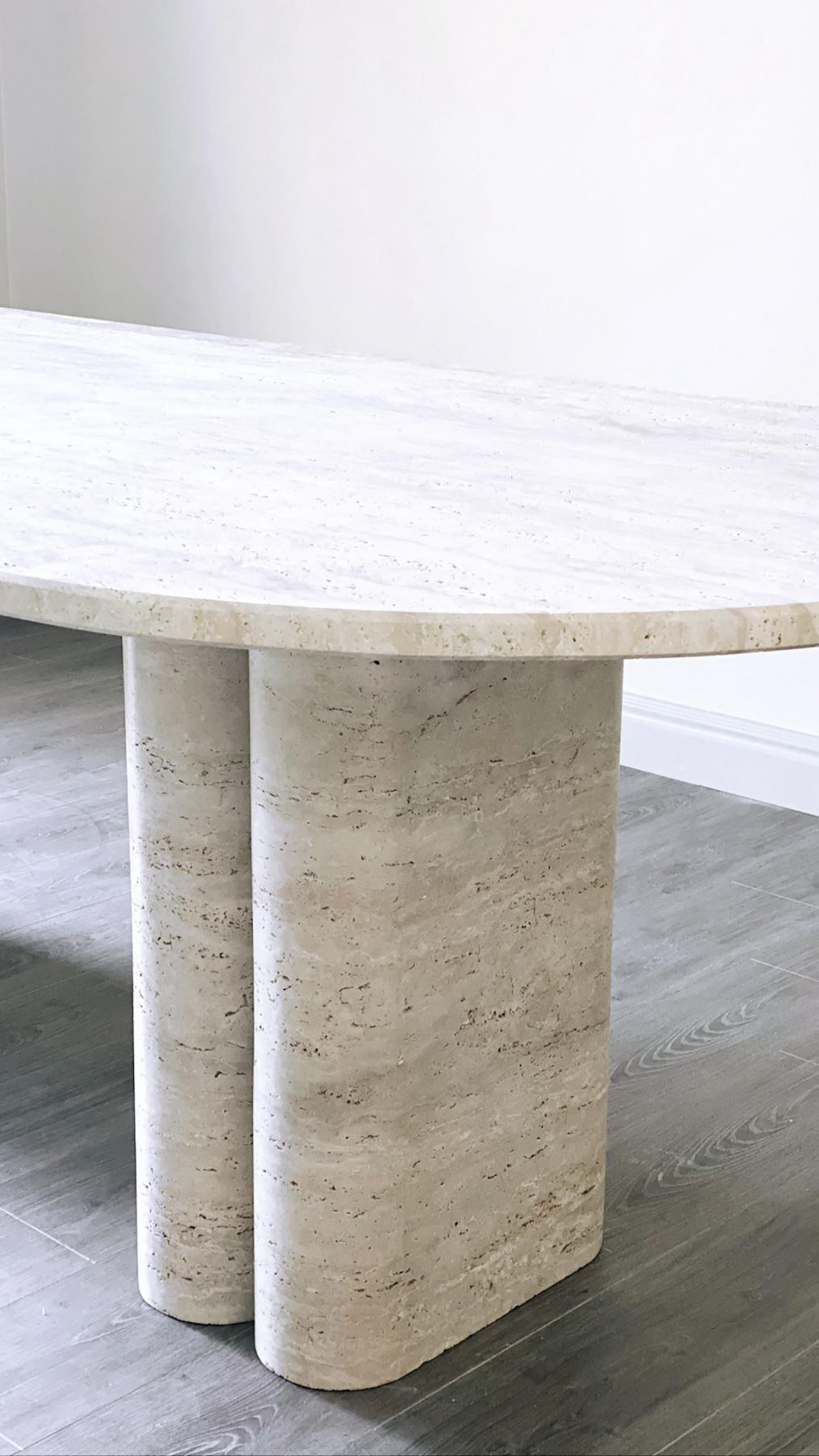 Mesa de comedor escultural de travertino - Mesa de piedra travertino Light Artes y manualidades en venta
