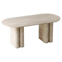 Sculptural Travertine Dining Table - Light Travertine Stone Table
