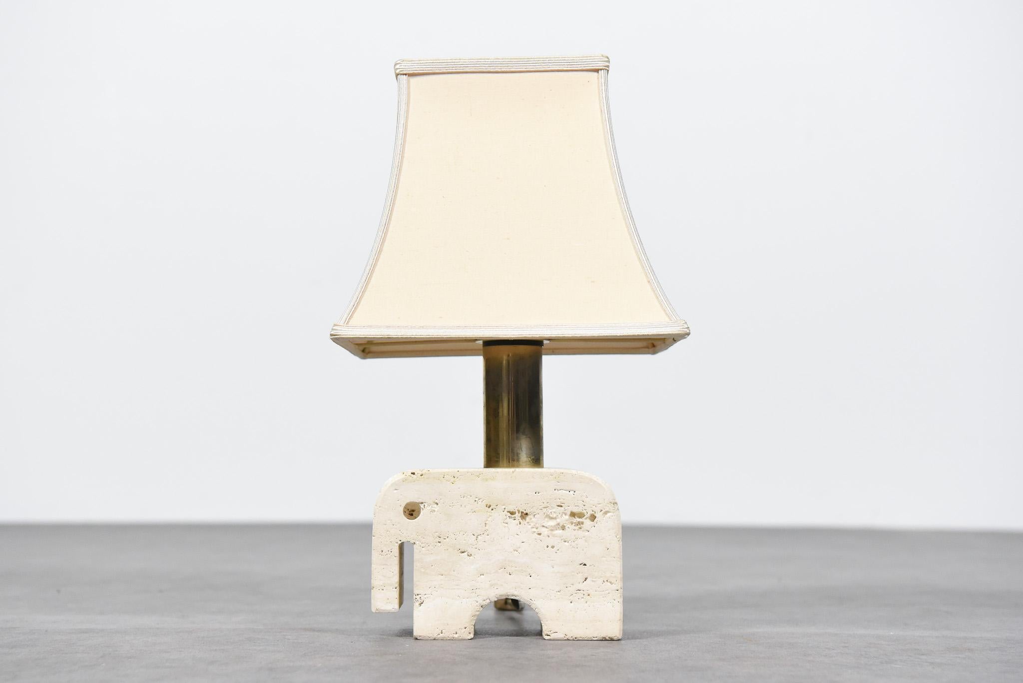 Mid-Century Modern Sculptural Travertine Elephant Table Lamp by Fratelli Mannelli  For Sale
