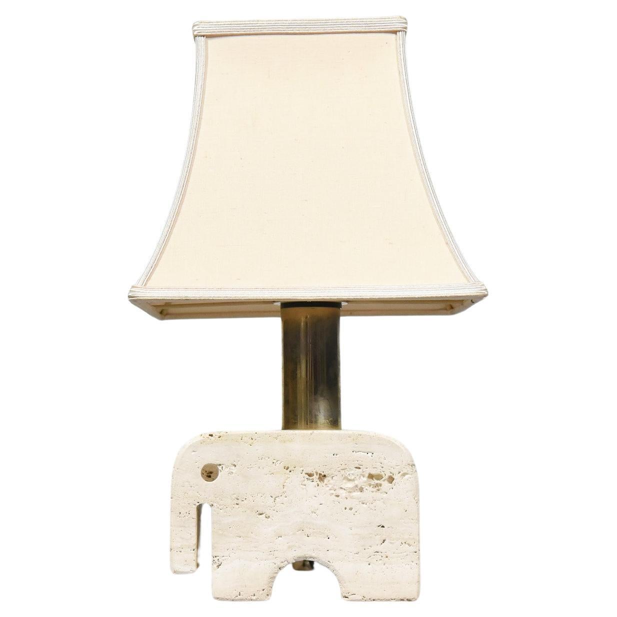 Skulpturale Elefanten-Tischlampe aus Travertin von Fratelli Mannelli