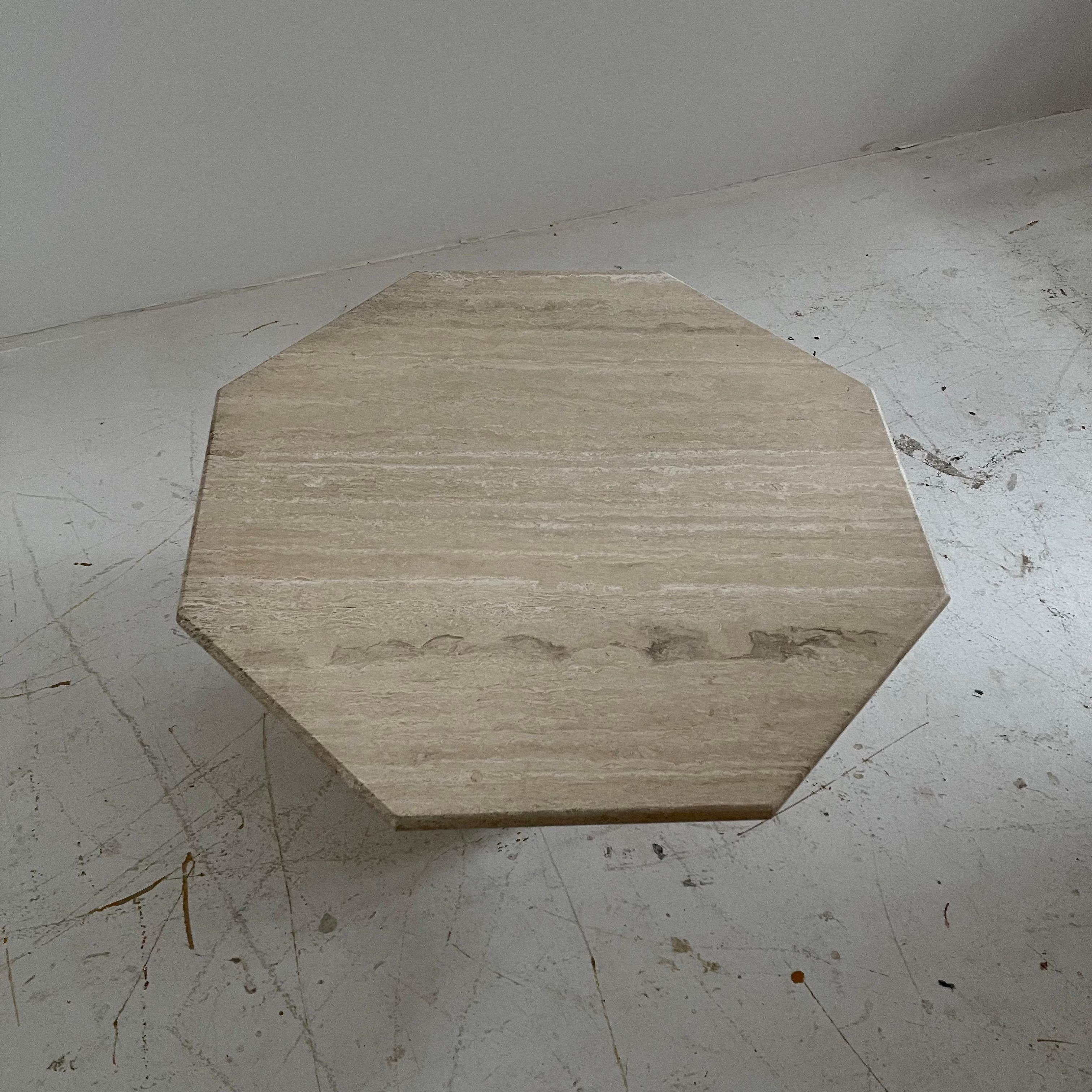 Late 20th Century Sculptural Travertine Octagon Coffee Table, Italy 1970