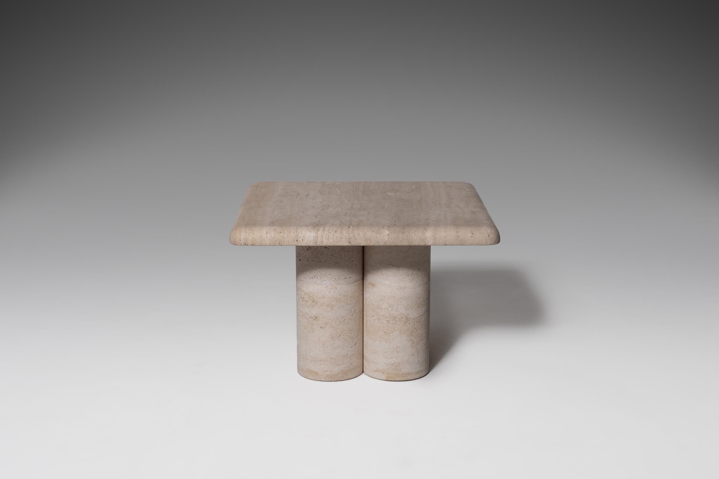 Mid-Century Modern Sculptural Travertine Side Table, 1970s