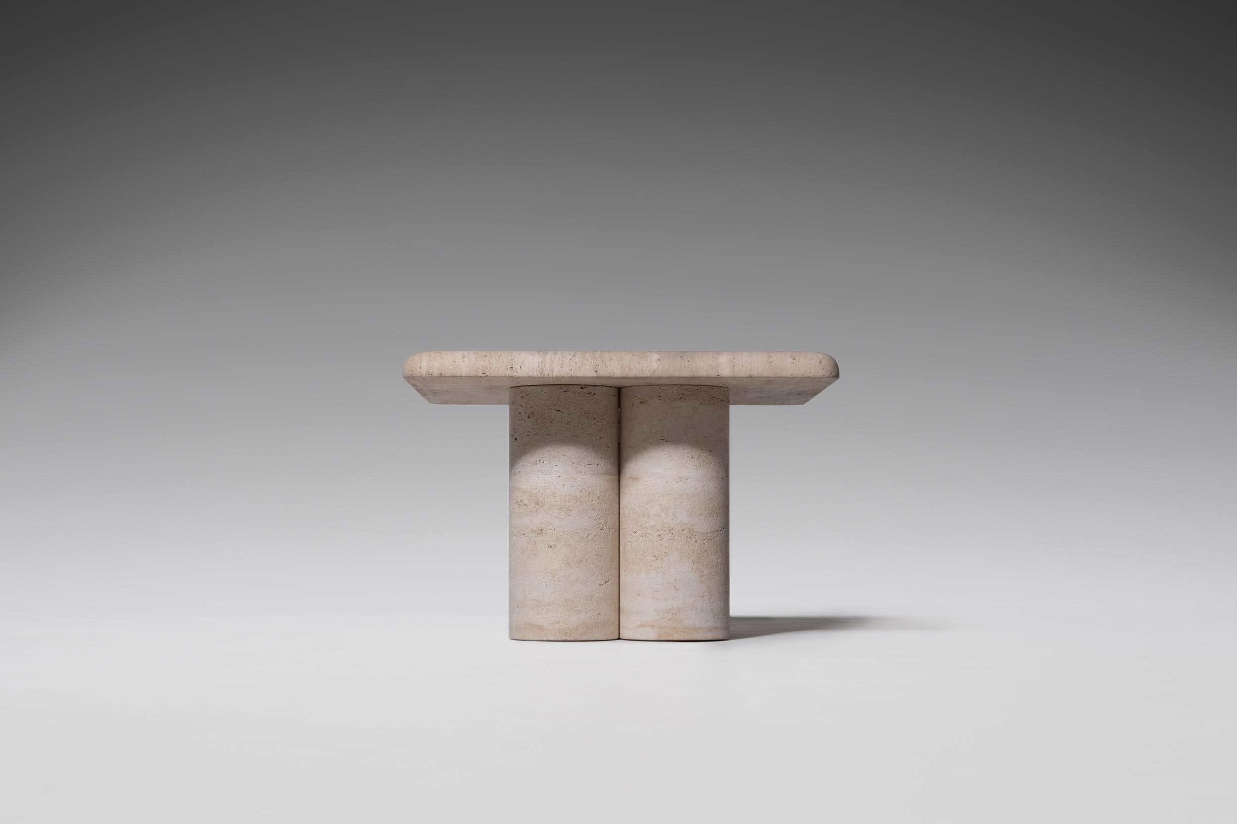 Italian Sculptural Travertine Side Table, 1970s