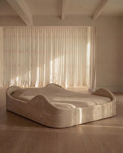 Sculptural Travertine Solid Stone Bed Base / Bed Frame inspired by Bernard Govin