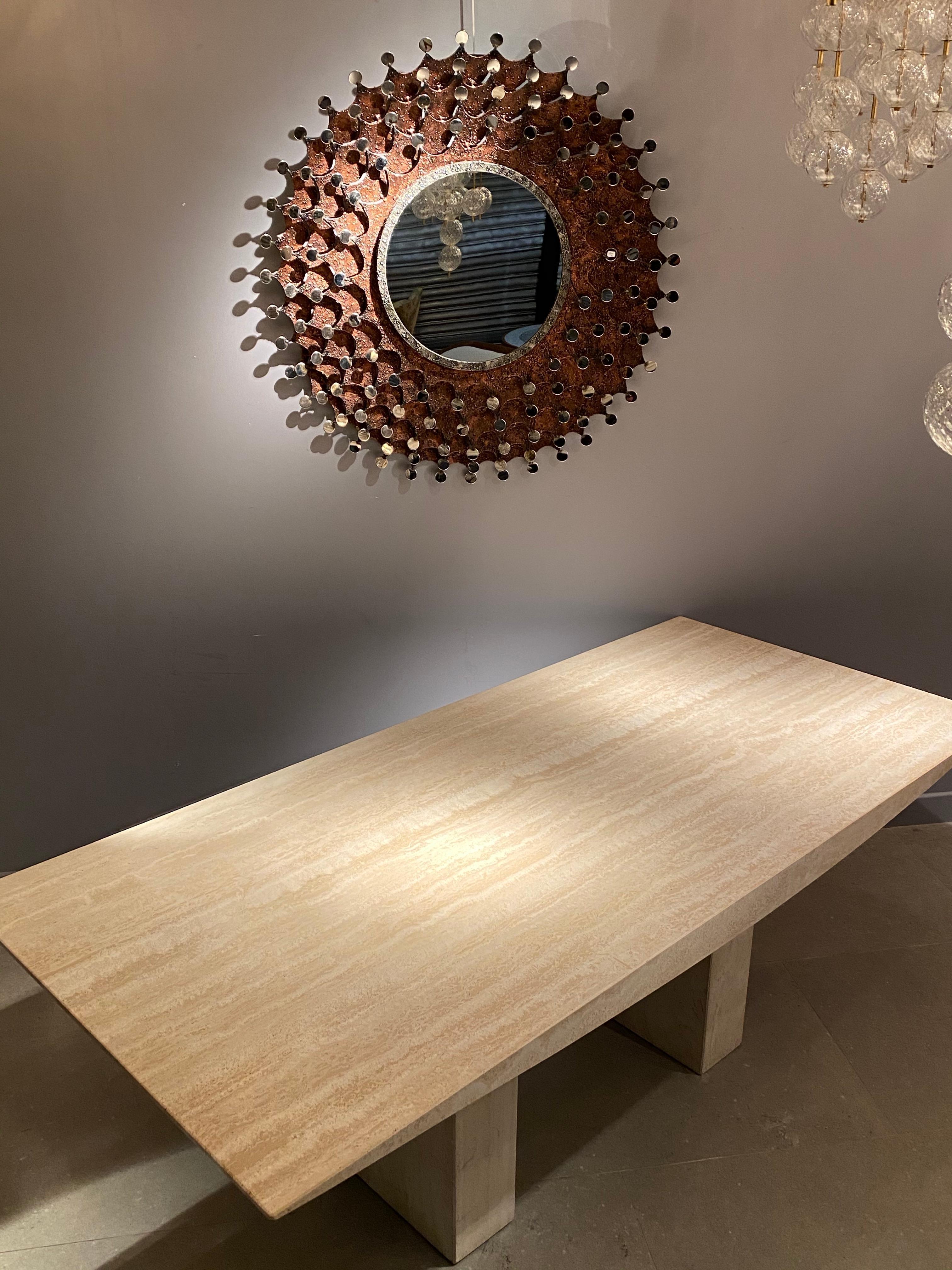 Late 20th Century Sculptural Travertine Table For Sale