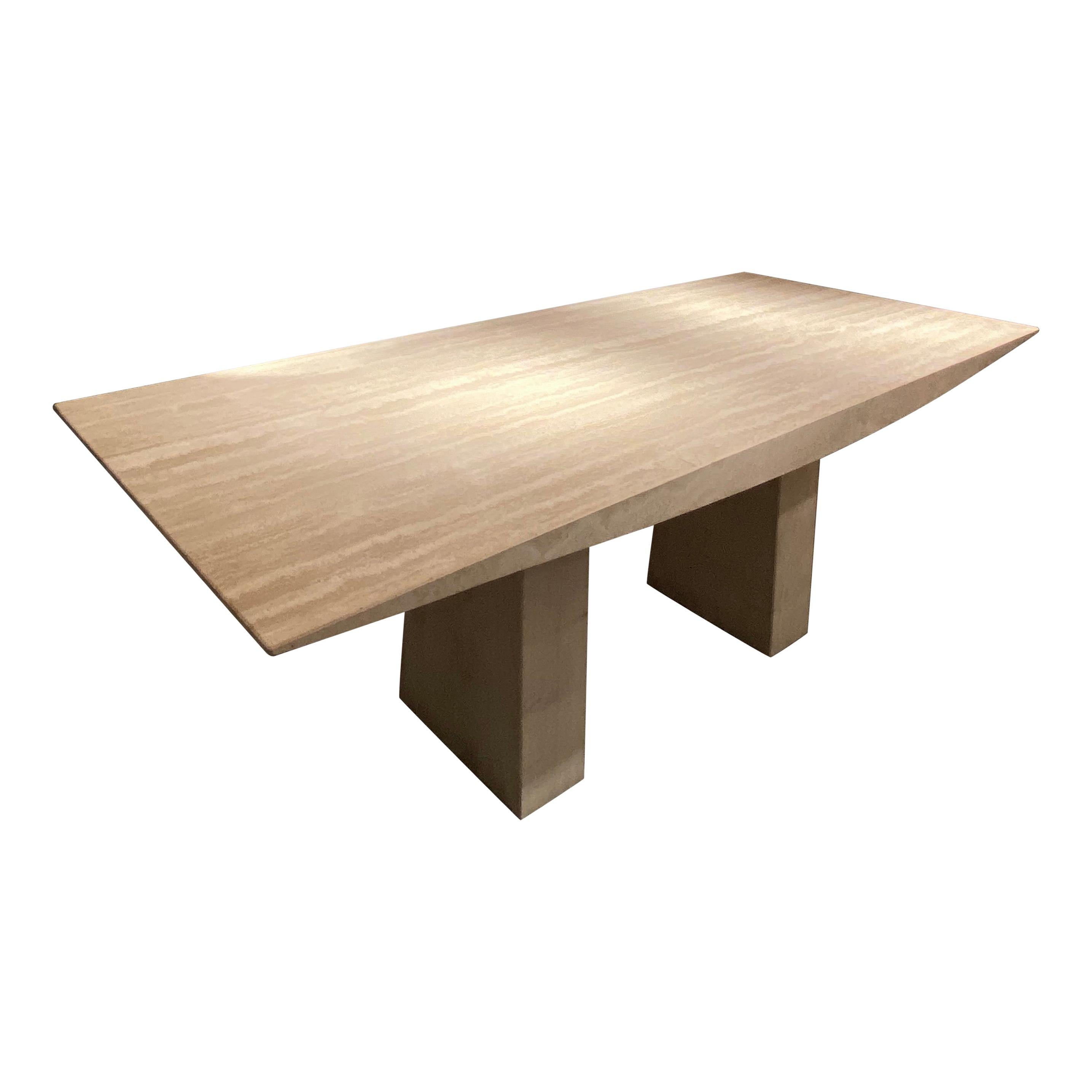 Sculptural Travertine Table For Sale