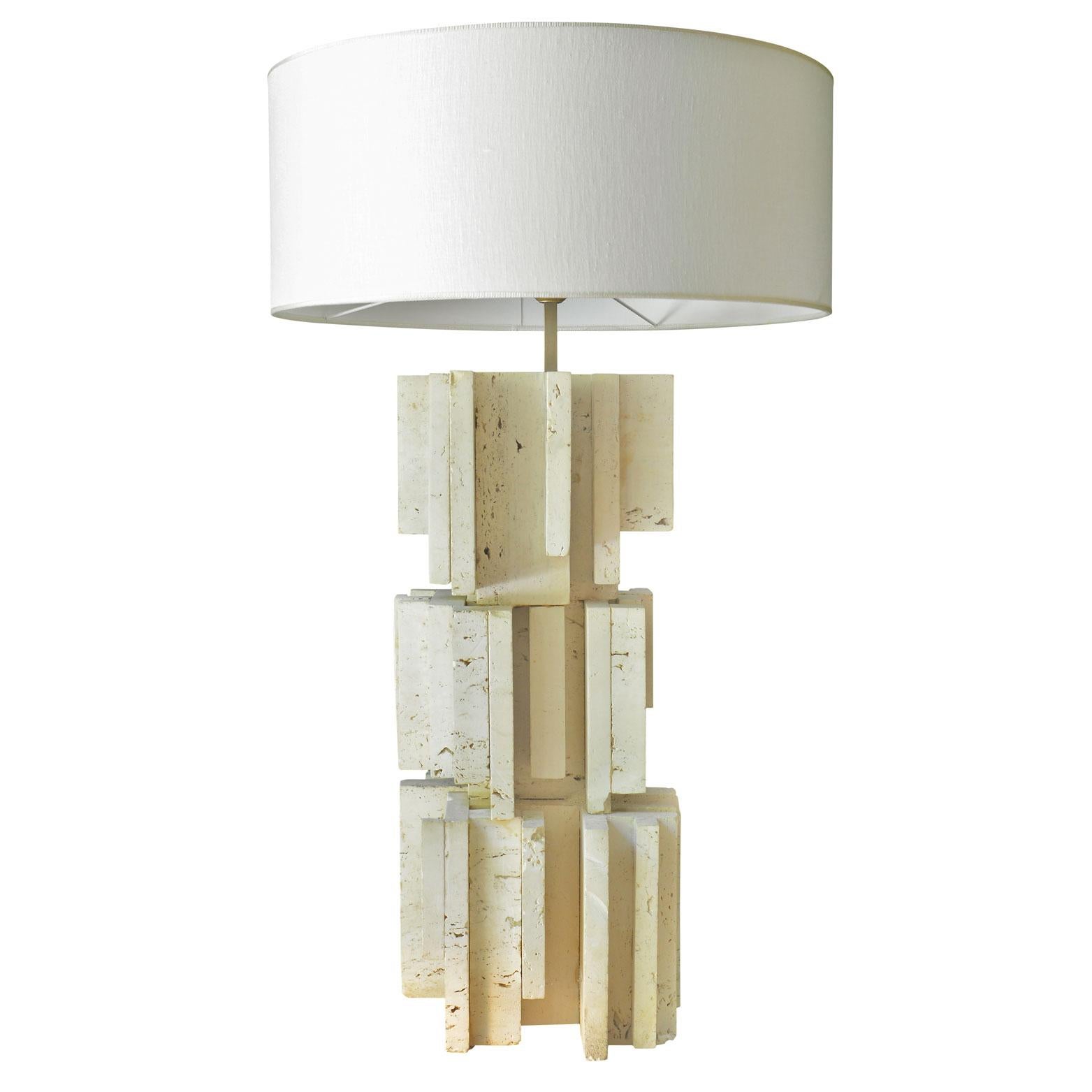 Sculptural Travertine Table Lamp 2, France, 1970s